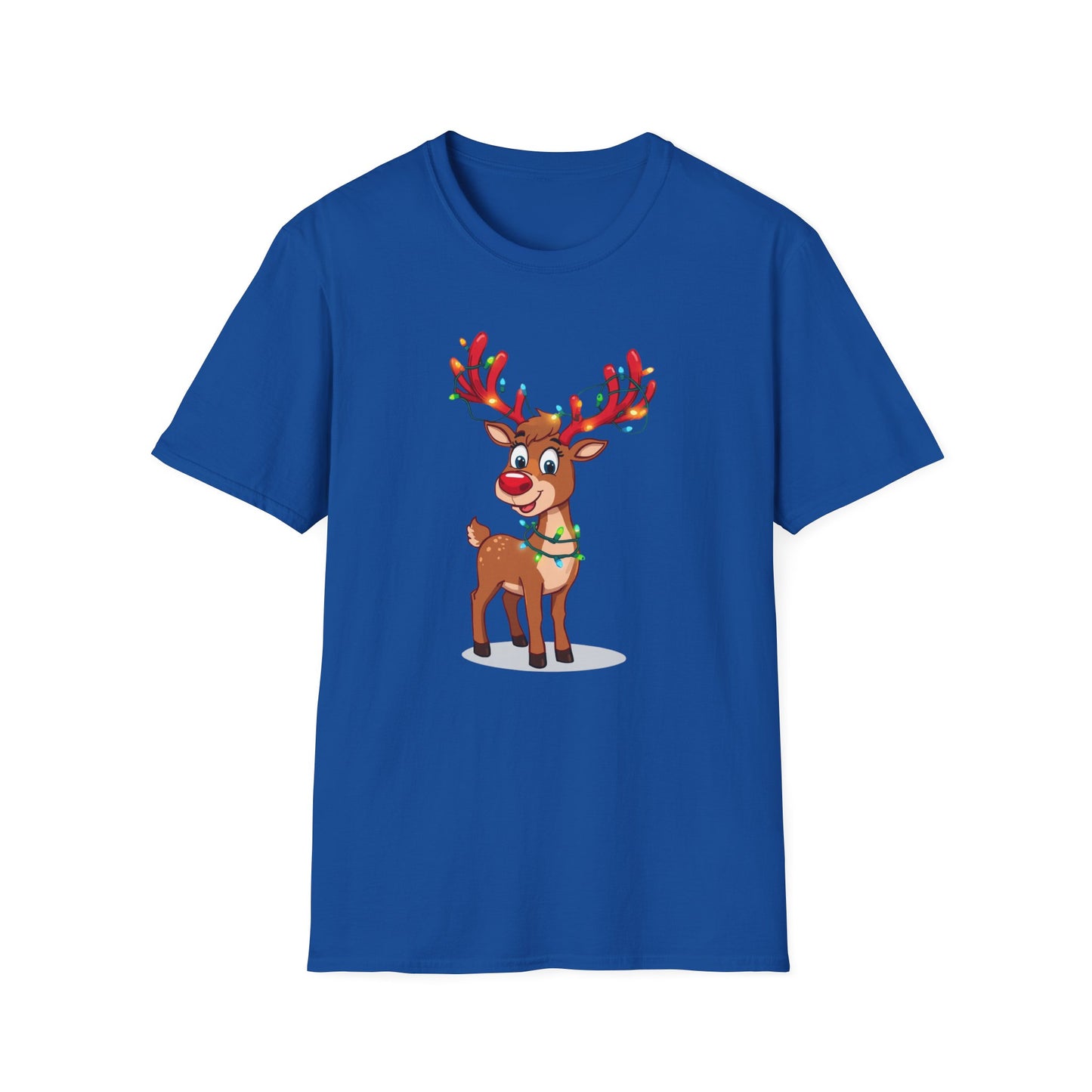 Smiling Reindeer with Christmas Lights Shirt, Family Christmas Shirts, Christmas T Shirt, Holiday Shirt, Cute Xmas Shirt for the family, Holiday Gift