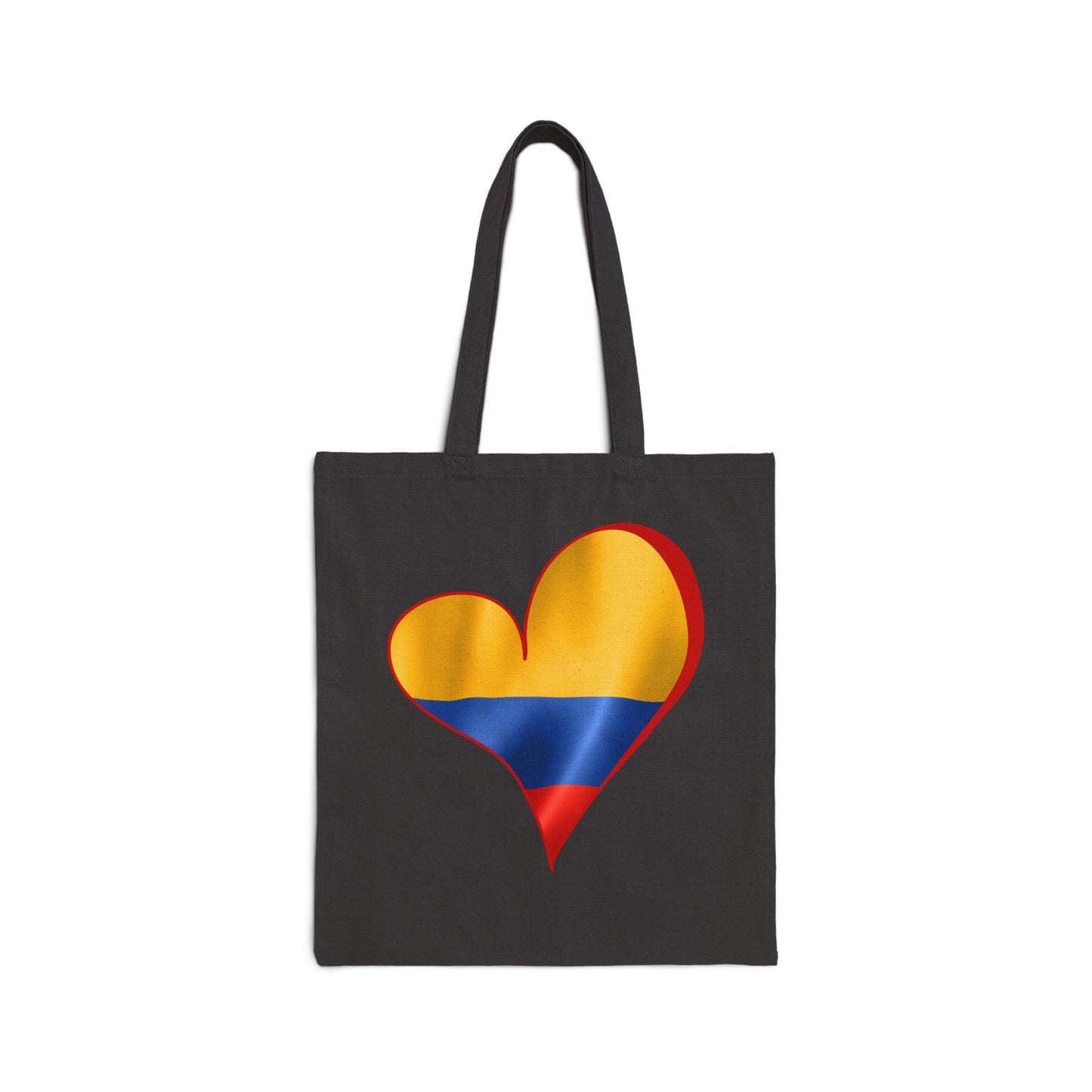 Colombia Flag Heart Tote Bag, Cotton Canvas Grocery Shopping Beach Handbag, Colombian Pride Gift, Patriotic Shoulder Bag