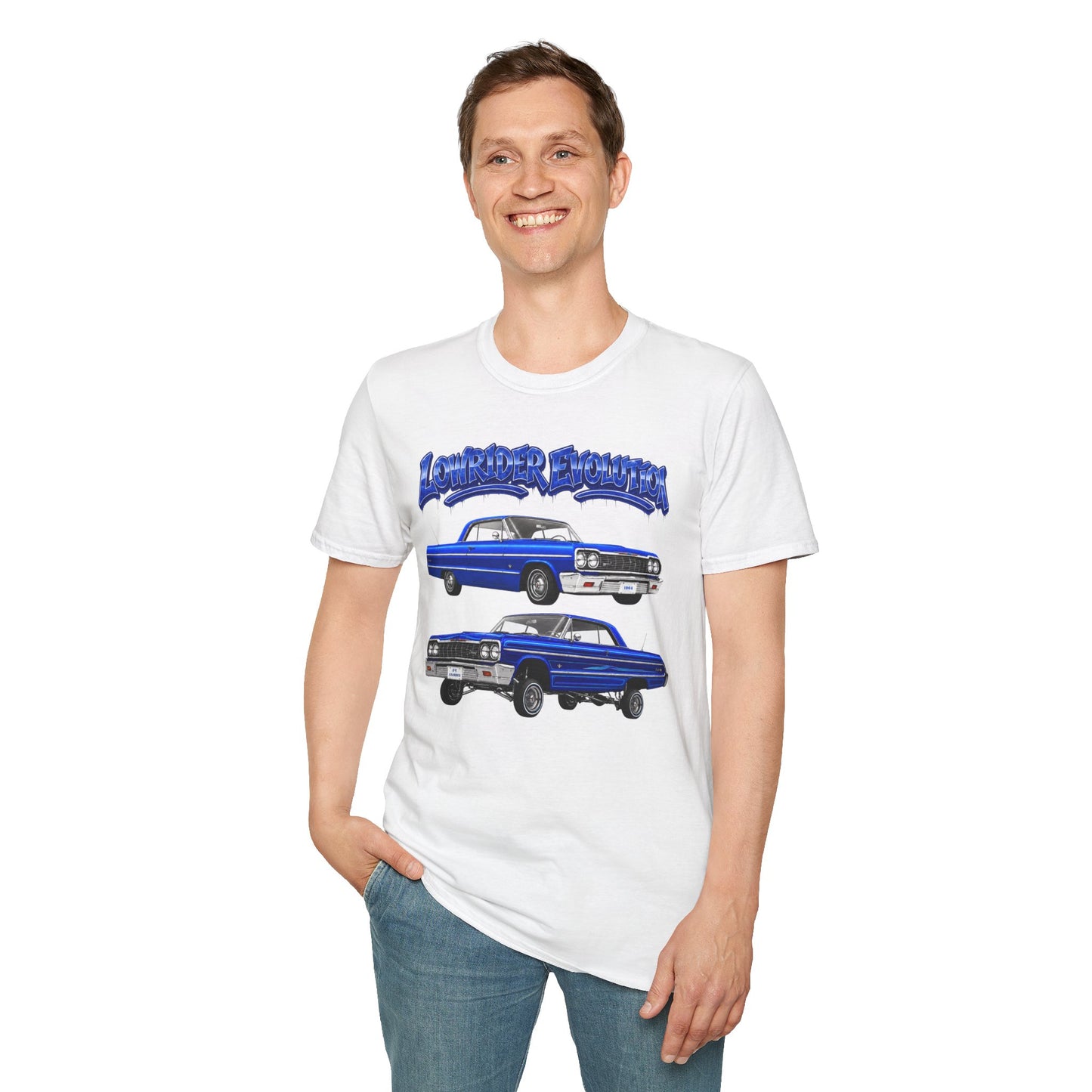 Classic Lowrider Shirt, Lowrider Evolution Tee, Blue Vintage Car Shirt, Car Enthusiast Gift, Retro Auto Graphic Tee