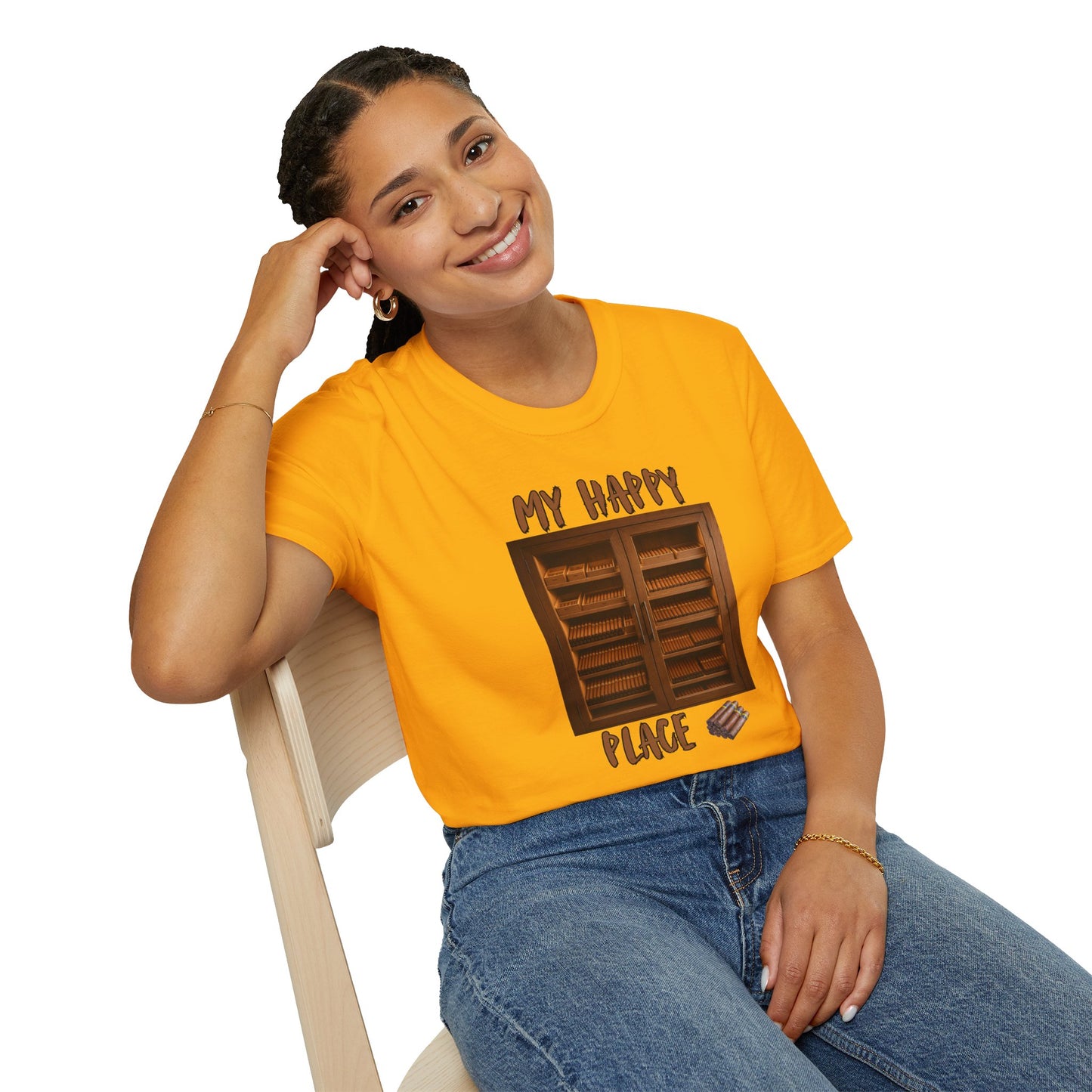 My Happy Place Cigar Unisex T-Shirt, BBQ Pool Party Shirt, Relaxation Leisure, Cigar lover Gift, Cigar Aficionado, Dad Gift, Summer Shirt