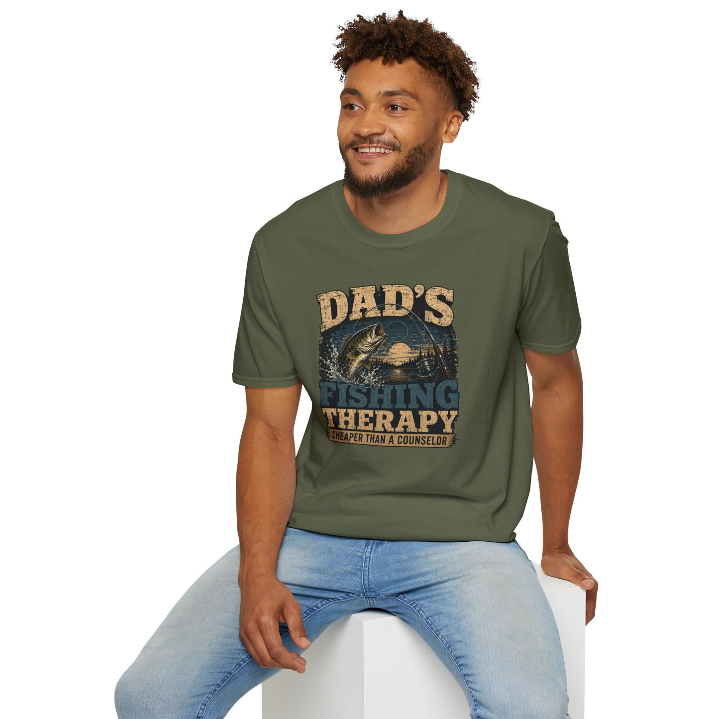 Fishing Dad Shirt, Dads Fishing Therapy Tee, Bass Fishing T-Shirt, Fisherman Gift, Fathers Day Shirt for Dad