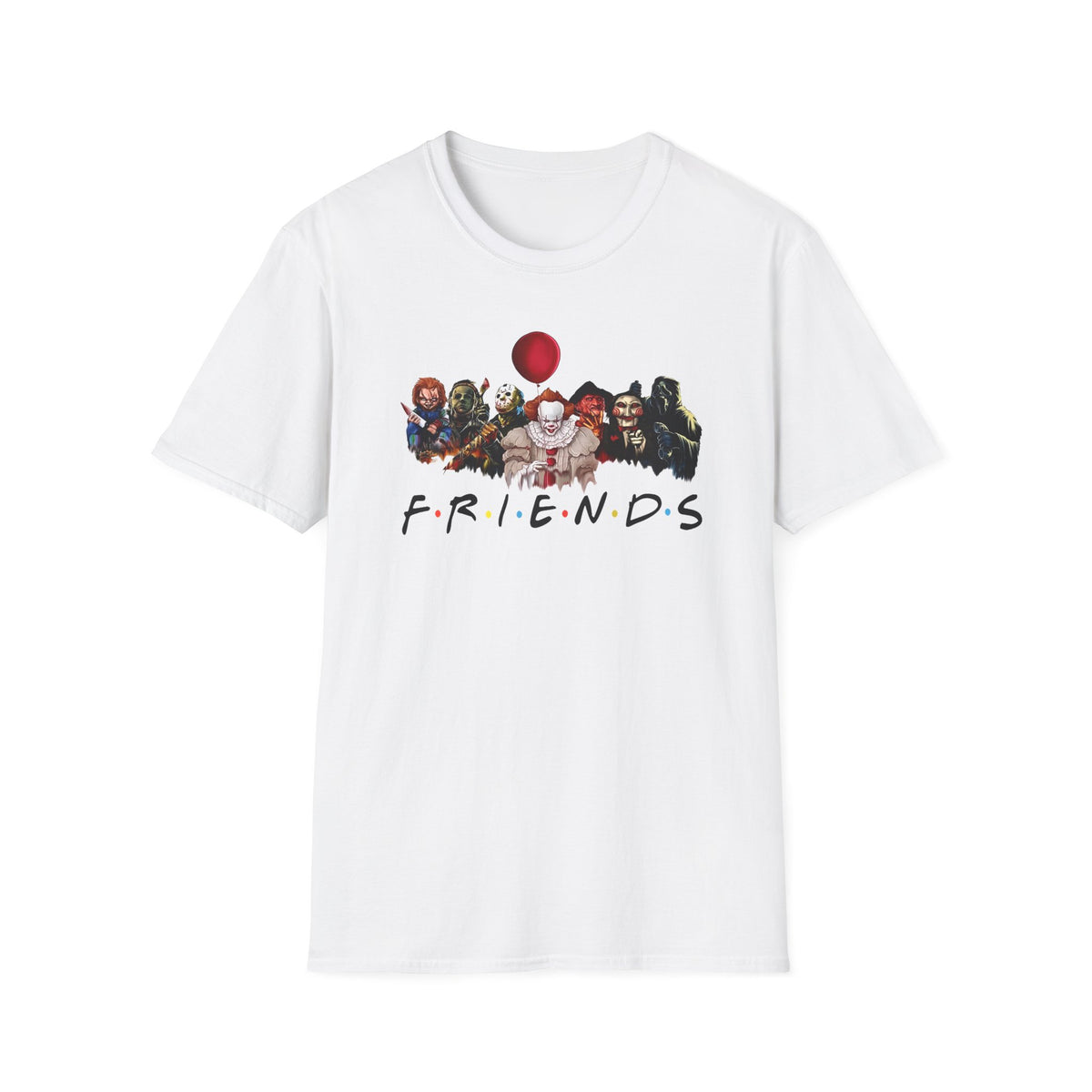 Horror Movie Villains Halloween Friends Softstyle T-Shirt, Scary Movie Tee, Halloween Shirt, Horror Movie Fan Gift, Horror Movie Characters