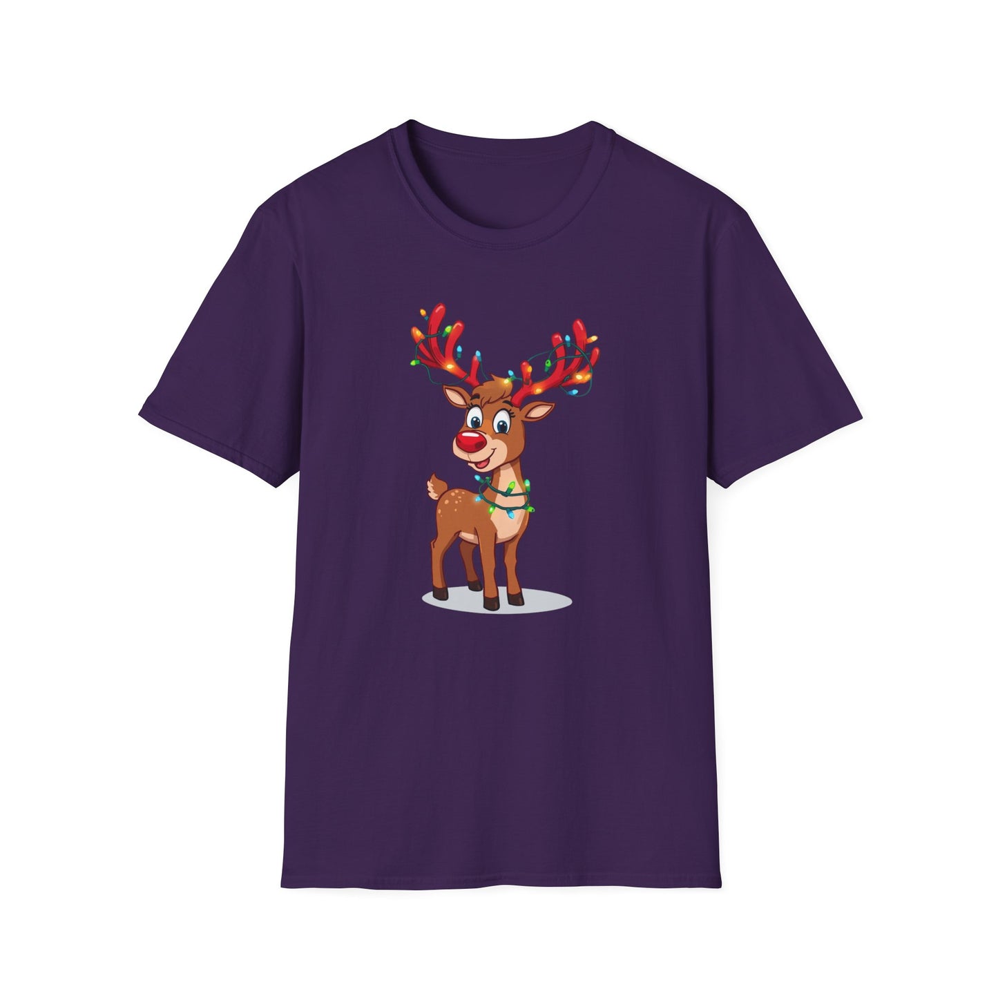 Smiling Reindeer with Christmas Lights Shirt, Family Christmas Shirts, Christmas T Shirt, Holiday Shirt, Cute Xmas Shirt for the family, Holiday Gift