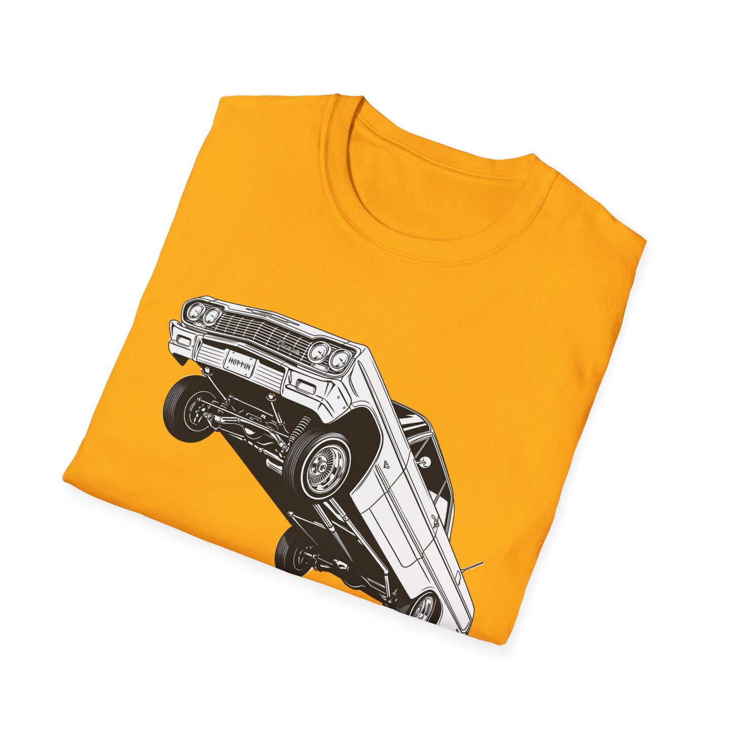 1964 Chevy Impala Hydraulics Lowrider Ink Drawing T-Shirt - Old School Hip Hop Cholo Art Tee Design - Chicano Car Club Graphic Tee