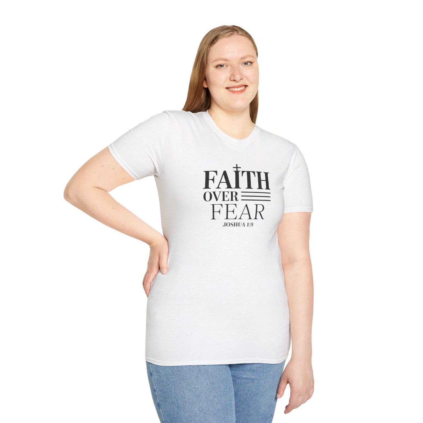 Faith Over Fear T-Shirt – Joshua 1:9 Bible Verse Shirt, Christian Inspirational Scripture Tee