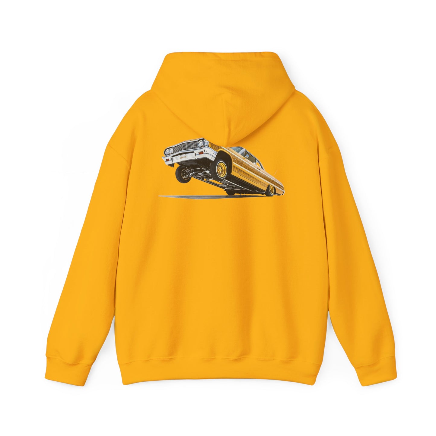 1964 Chevy Impala Hydraulics Lowrider Ink Drawing Hoodie - Old School Hip Hop Cholo Art Design - Chicano Car Club Graphic Hoodie