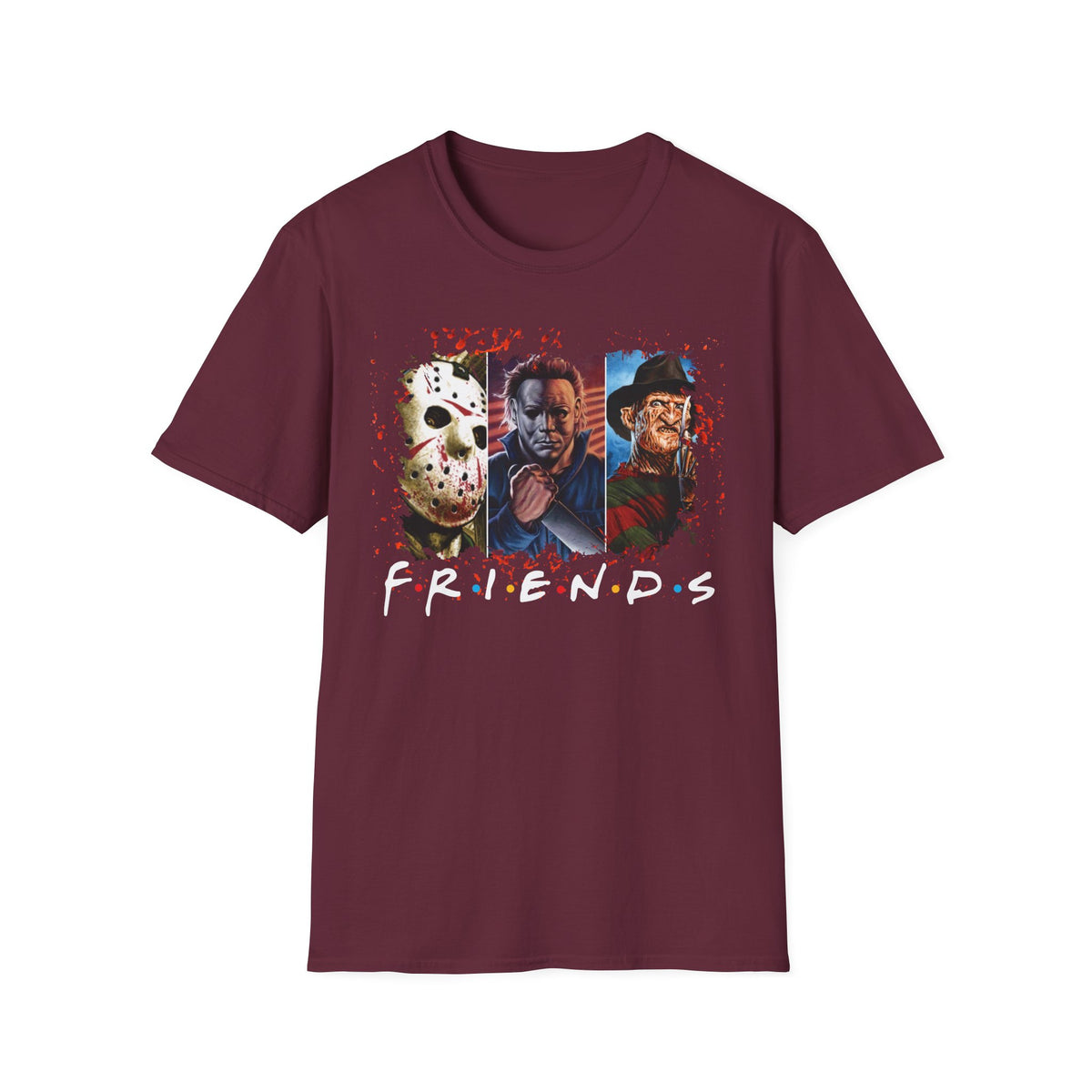 Horror Movie Villains Halloween Friends Softstyle T-Shirt, Scary Movie Tee, Halloween Shirt, Horror Movie Fan Gift, Horror Movie Characters