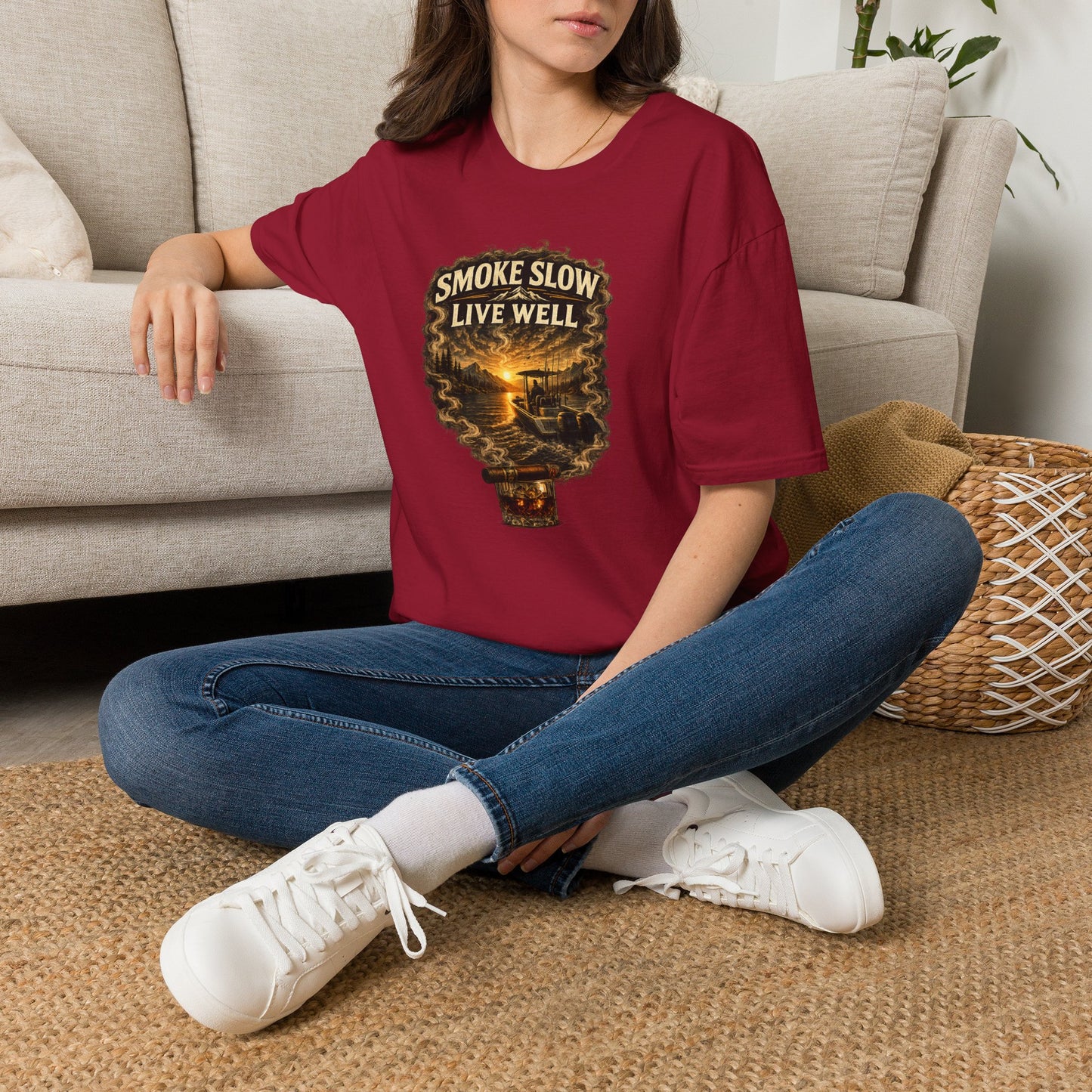 Smoke Slow Live Well Fishing T-Shirt – Cigar, Whiskey & Angler Lifestyle Tee