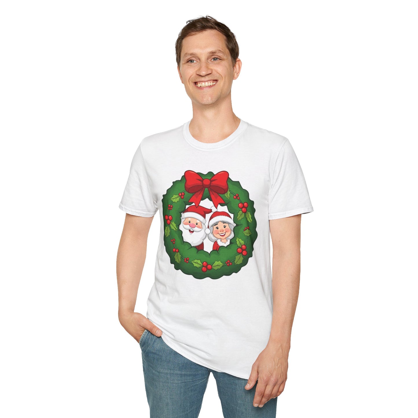 Santa and Mrs. Claus in a Wreath Shirt, Family Christmas Shirts, Christmas T Shirt, Holiday Shirt, Cute Xmas Shirt for the family, Holiday Gift
