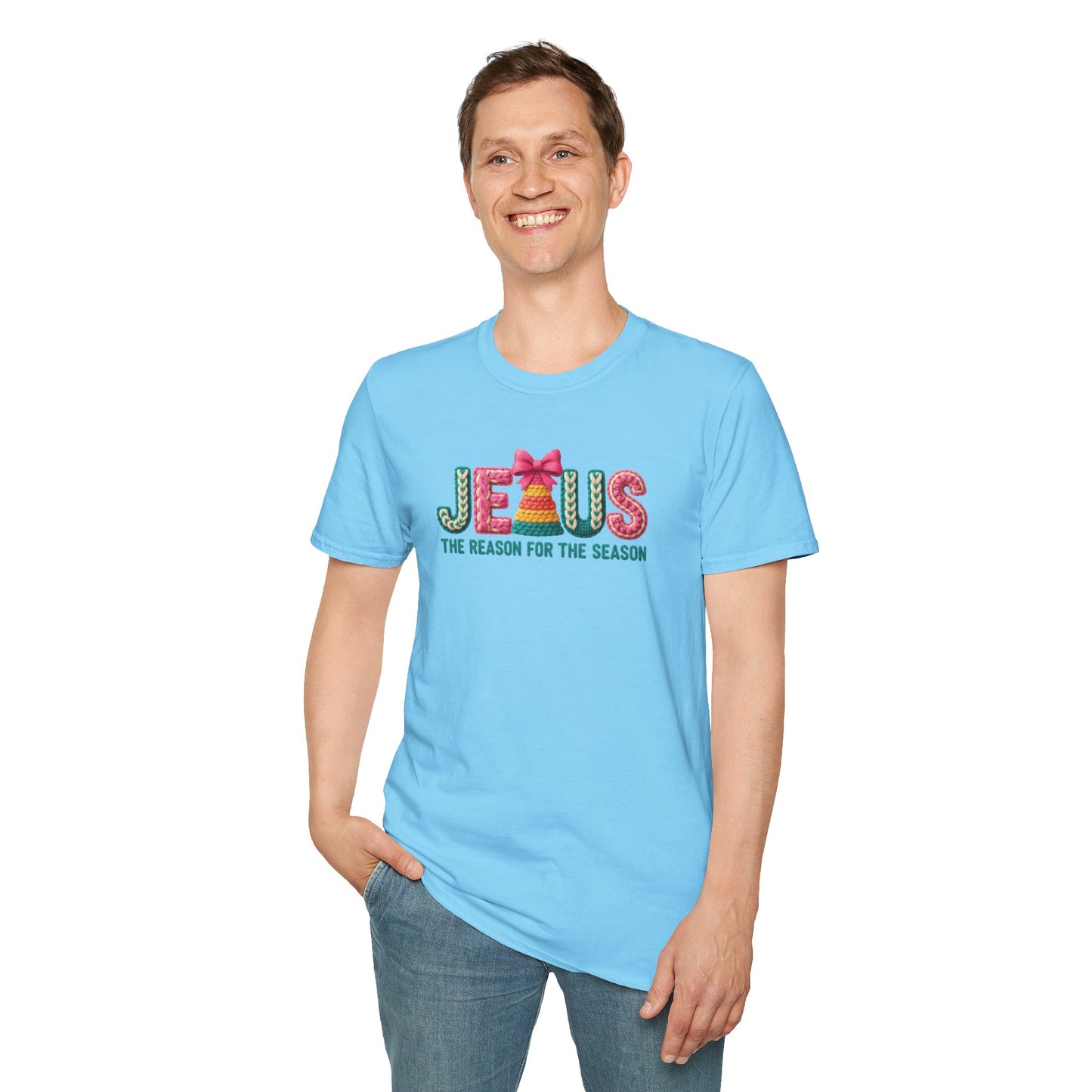 Jesus Christmas T-Shirt – The Reason for the Season Tee, Faith Christian Holiday Shirt with Bow Design