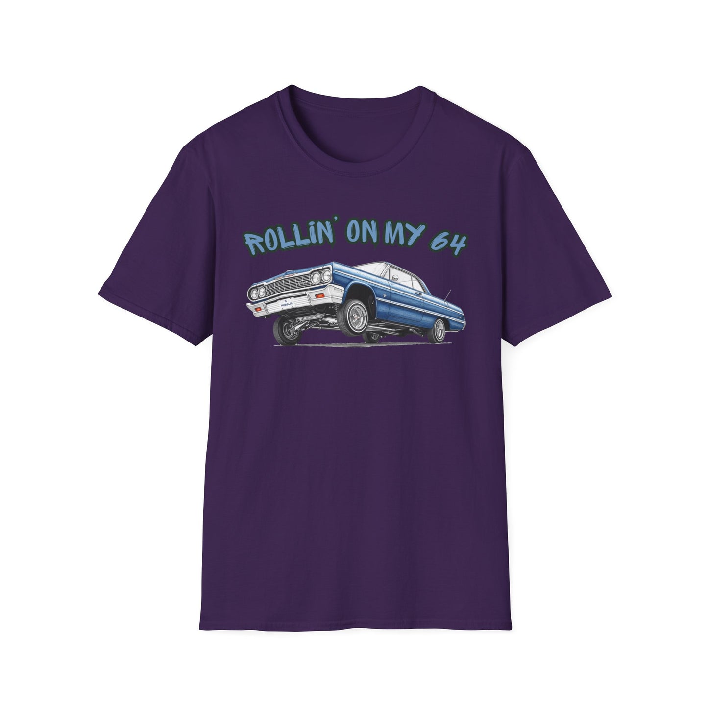 Lowrider Shirt, Rollin On My 64 Tee, Classic Car Graphic Shirt, Vintage Car Enthusiast Gift, Retro Auto Unisex Tee