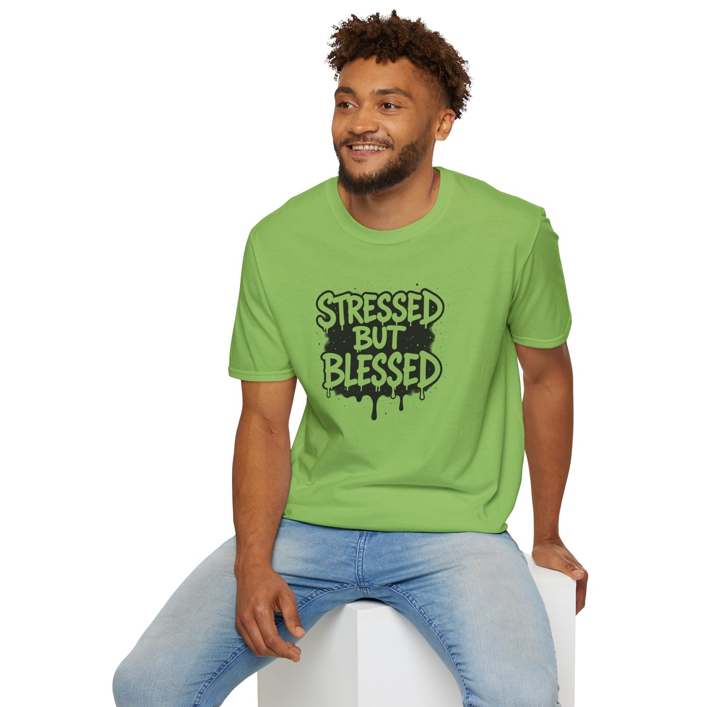 Stressed But Blessed T-Shirt – Inspirational Christian Quote Tee, Faith Graphic Shirt for Everyday Motivation