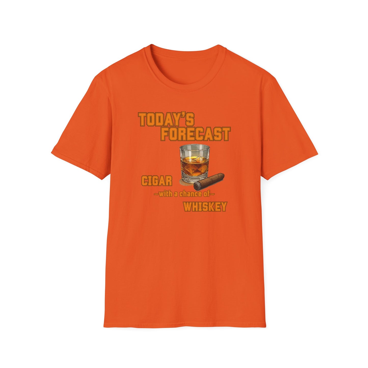 Today's Forecast Cigar with a chance of Whiskey Unisex T-Shirt, BBQ Pool Party Shirt, Fathers Day Gift, Relaxation Leisure, Cigar lover Gift