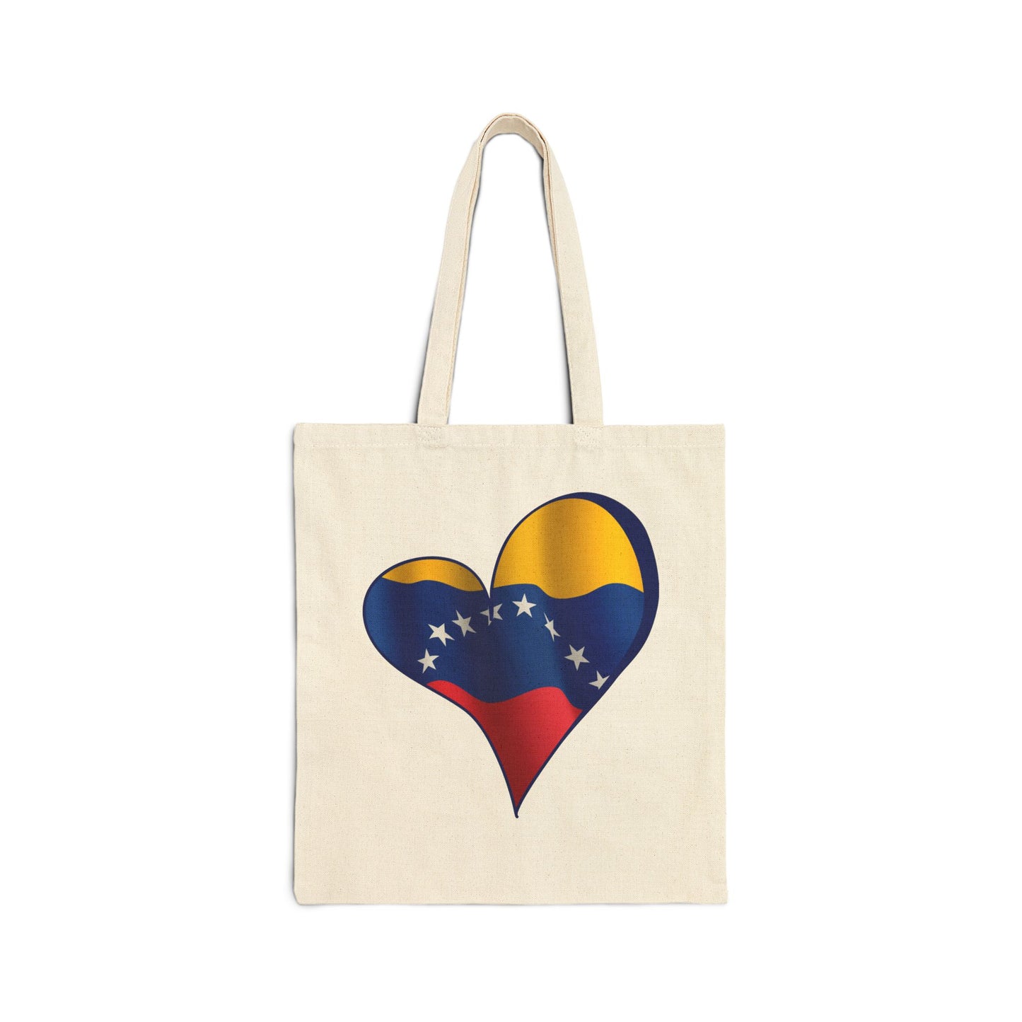 Venezuela Flag Heart Tote Bag, Cotton Canvas Grocery Shopping Beach Handbag, Venezuela Pride Gift, Patriotic Shoulder Bag