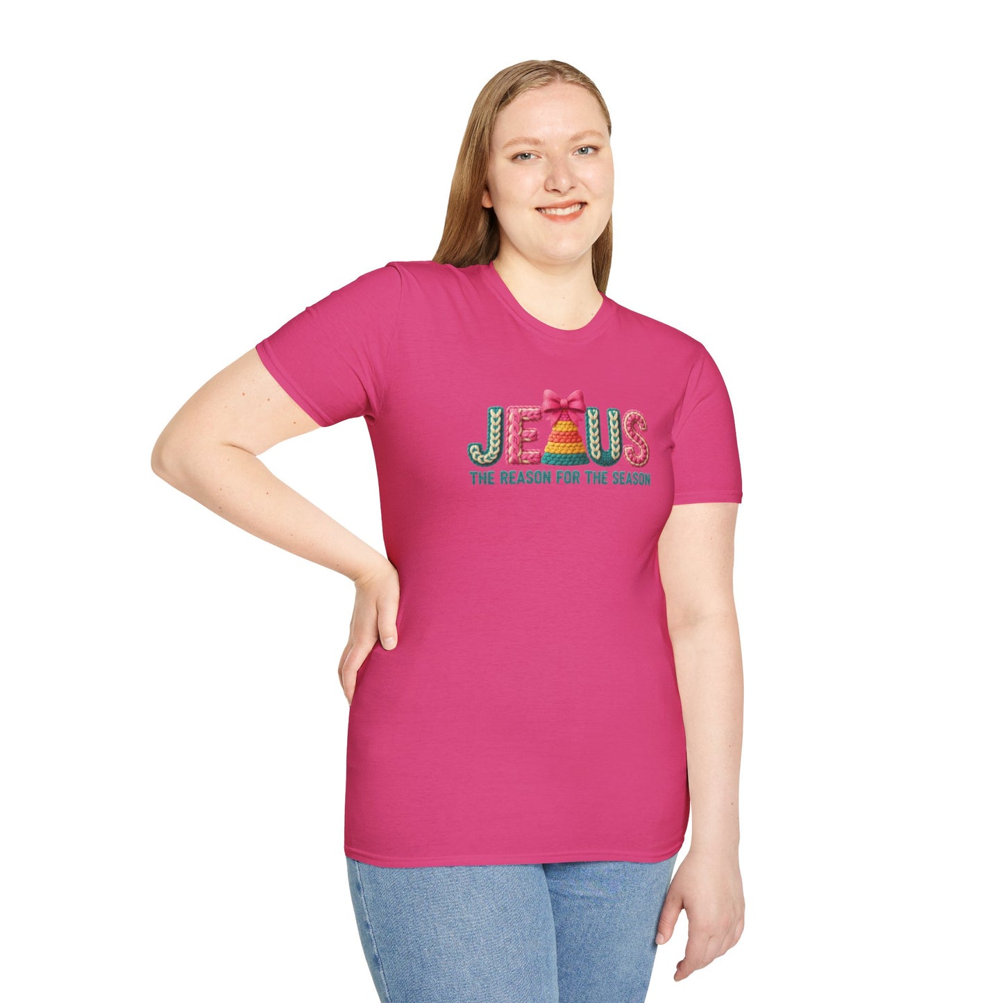 Jesus Christmas T-Shirt – The Reason for the Season Tee, Faith Christian Holiday Shirt with Bow Design