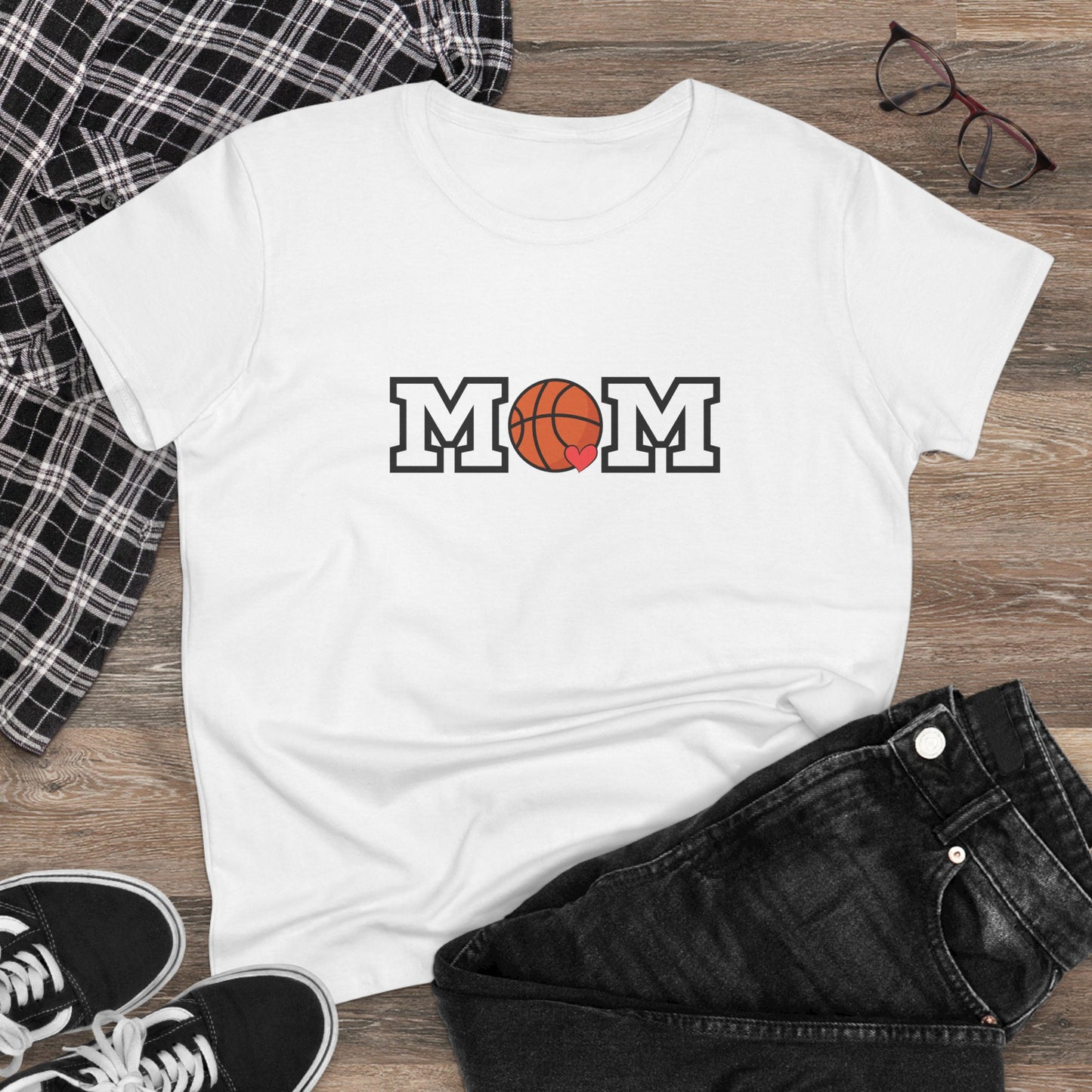 Basketball Mom Shirt, Sports Mom Gift, Cotton T-Shirt, Basketball Fan Apparel, Mother's Day Tee, Mom loves Basketball, Sports Mom