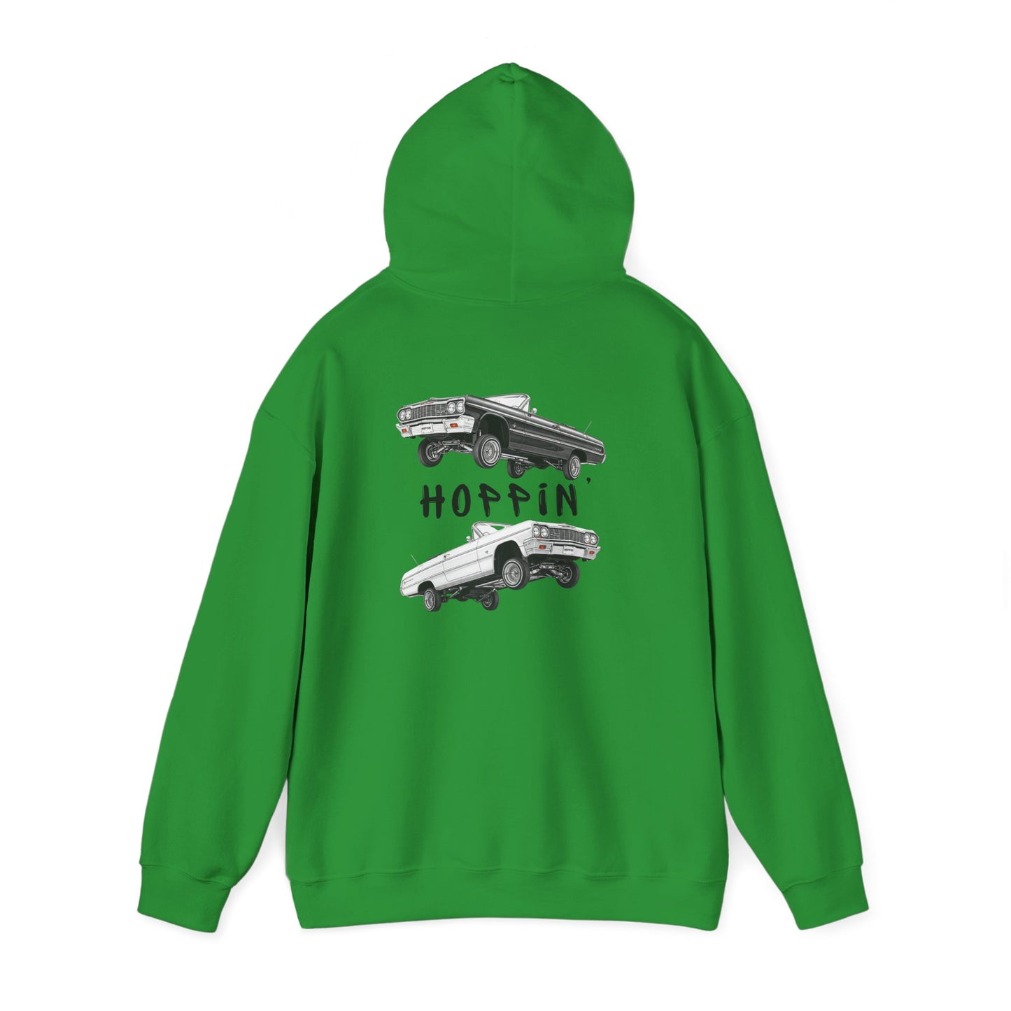 1964 Chevy Impala Hydraulics Lowrider Ink Drawing Hoodie - Old School Hip Hop Cholo Art Design - Chicano Car Club Graphic Hoodie