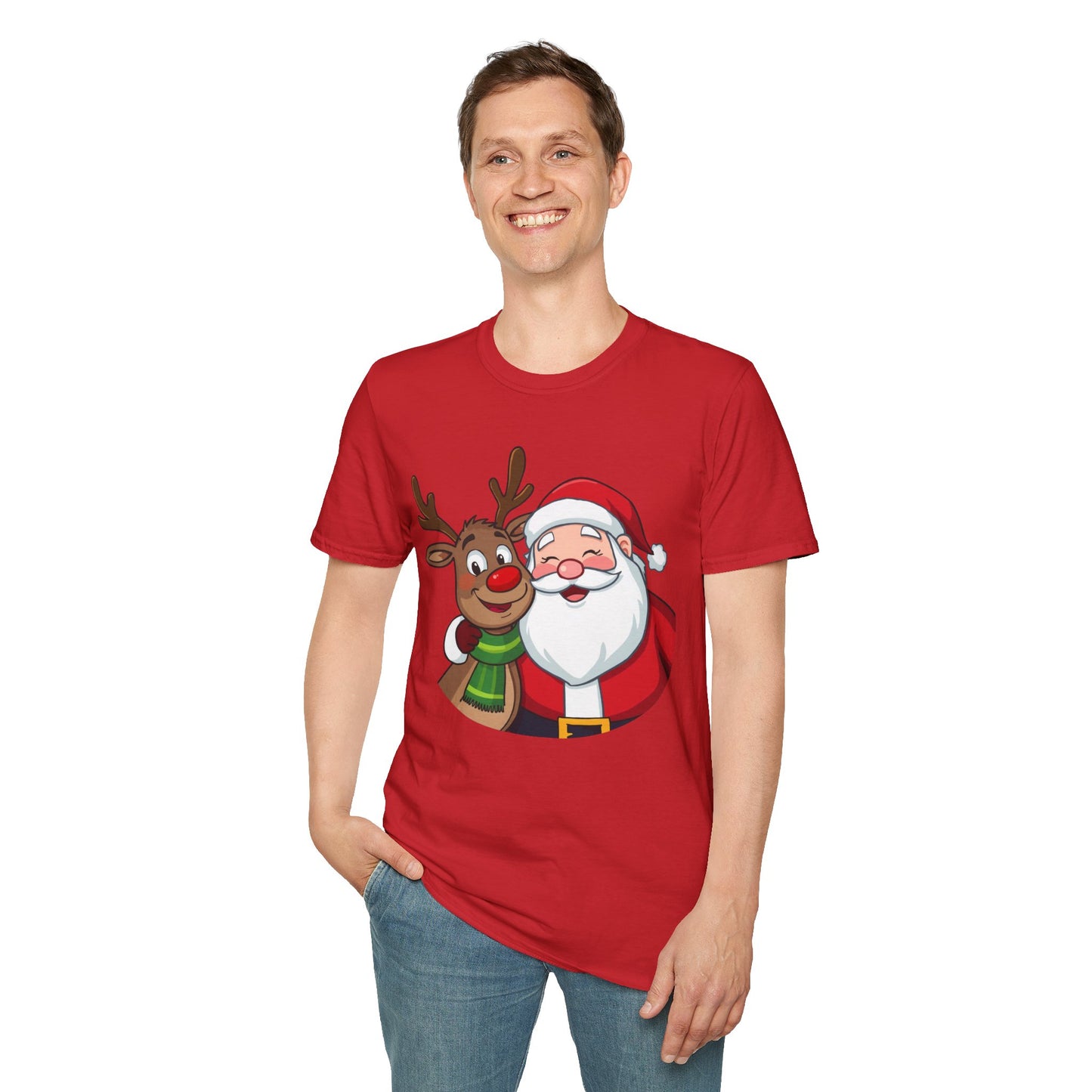 Smiling Santa and Rudolph Shirt, Family Christmas Shirts, Christmas T Shirt, Holiday Shirt, Cute Xmas Shirt for the family, Holiday Gift