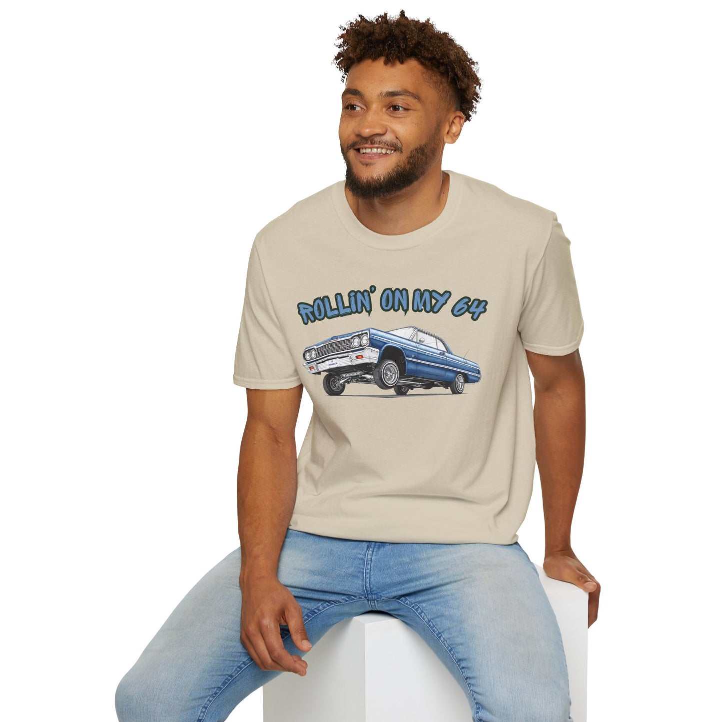 Lowrider Shirt, Rollin On My 64 Tee, Classic Car Graphic Shirt, Vintage Car Enthusiast Gift, Retro Auto Unisex Tee