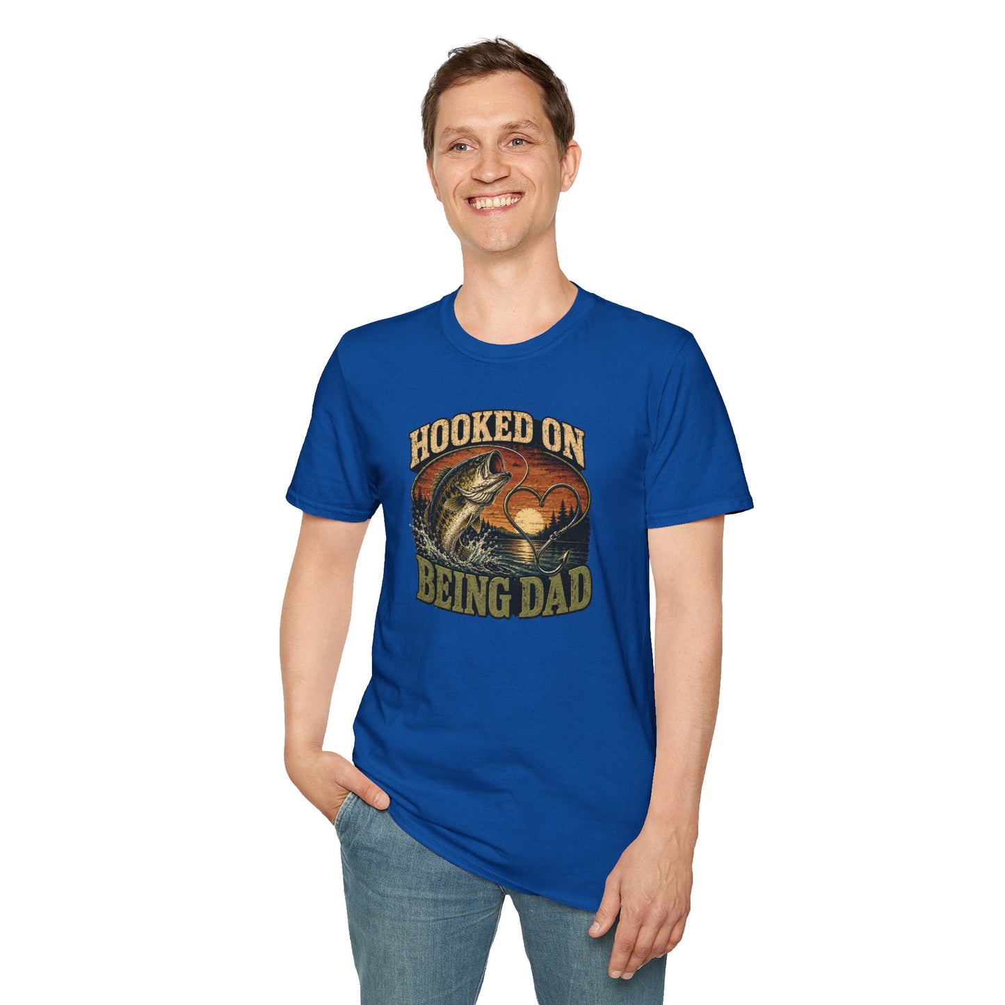 Fishing Dad Shirt, Hooked on Being Dad Tee, Bass Fishing T-Shirt, Fathers Day Shirt for Dad, Fisherman Gift