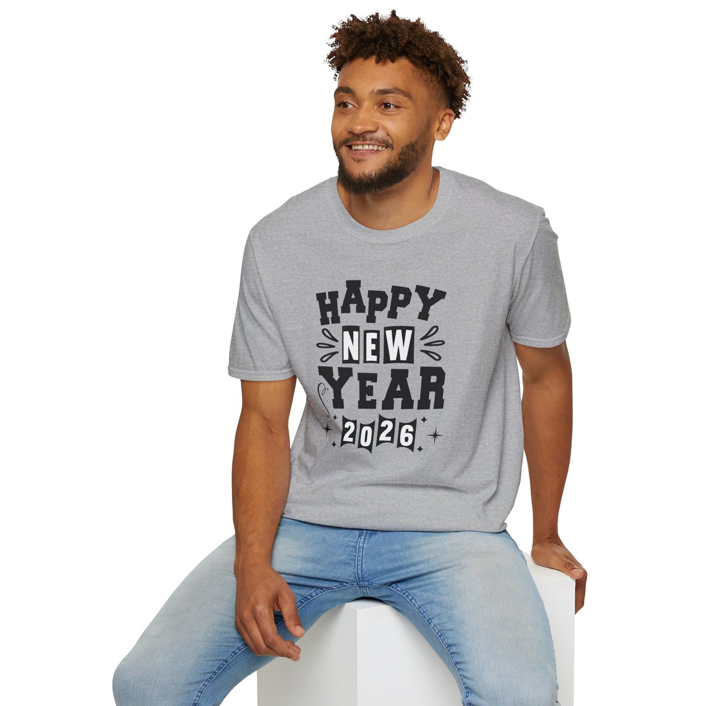 Happy New Year 2026 T-Shirt – Retro New Year Graphic Tee, NYE Party Shirt, Vintage Bold Typography 2026 Shirt, New Year’s Eve Countdown Outfit