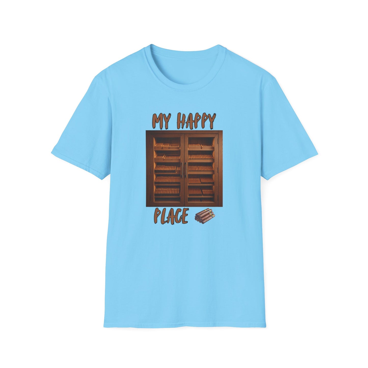 My Happy Place Cigar Unisex T-Shirt, BBQ Pool Party Shirt, Relaxation Leisure, Cigar lover Gift, Cigar Aficionado, Dad Gift, Summer Shirt