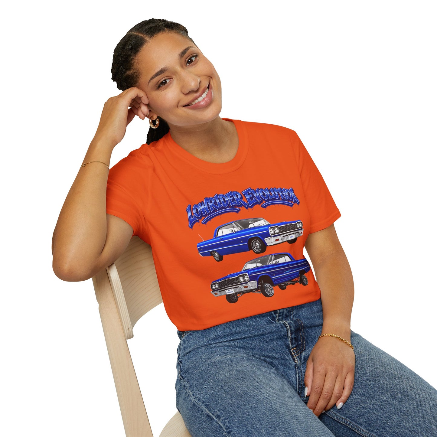 Classic Lowrider Shirt, Lowrider Evolution Tee, Blue Vintage Car Shirt, Car Enthusiast Gift, Retro Auto Graphic Tee
