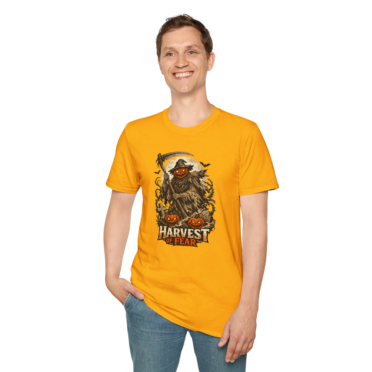 Halloween Horror Shirt, Harvest of Fear T-Shirt, Pumpkin Reaper Tee, Scary Scarecrow Shirt, Spooky Season Gift