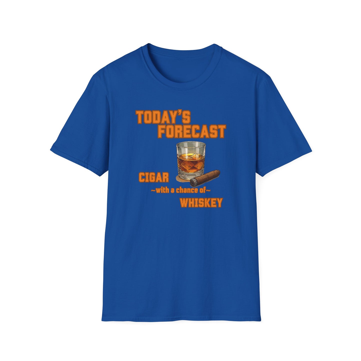 Today's Forecast Cigar with a chance of Whiskey Unisex T-Shirt, BBQ Pool Party Shirt, Fathers Day Gift, Relaxation Leisure, Cigar lover Gift