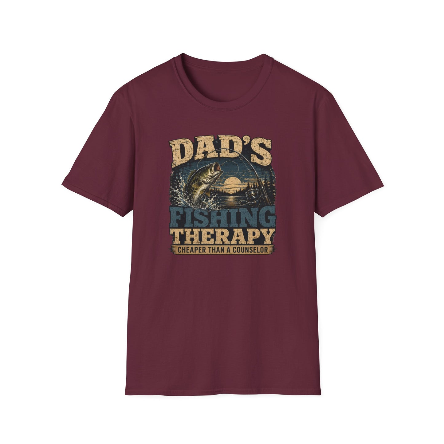 Fishing Dad Shirt, Dads Fishing Therapy Tee, Bass Fishing T-Shirt, Fisherman Gift, Fathers Day Shirt for Dad