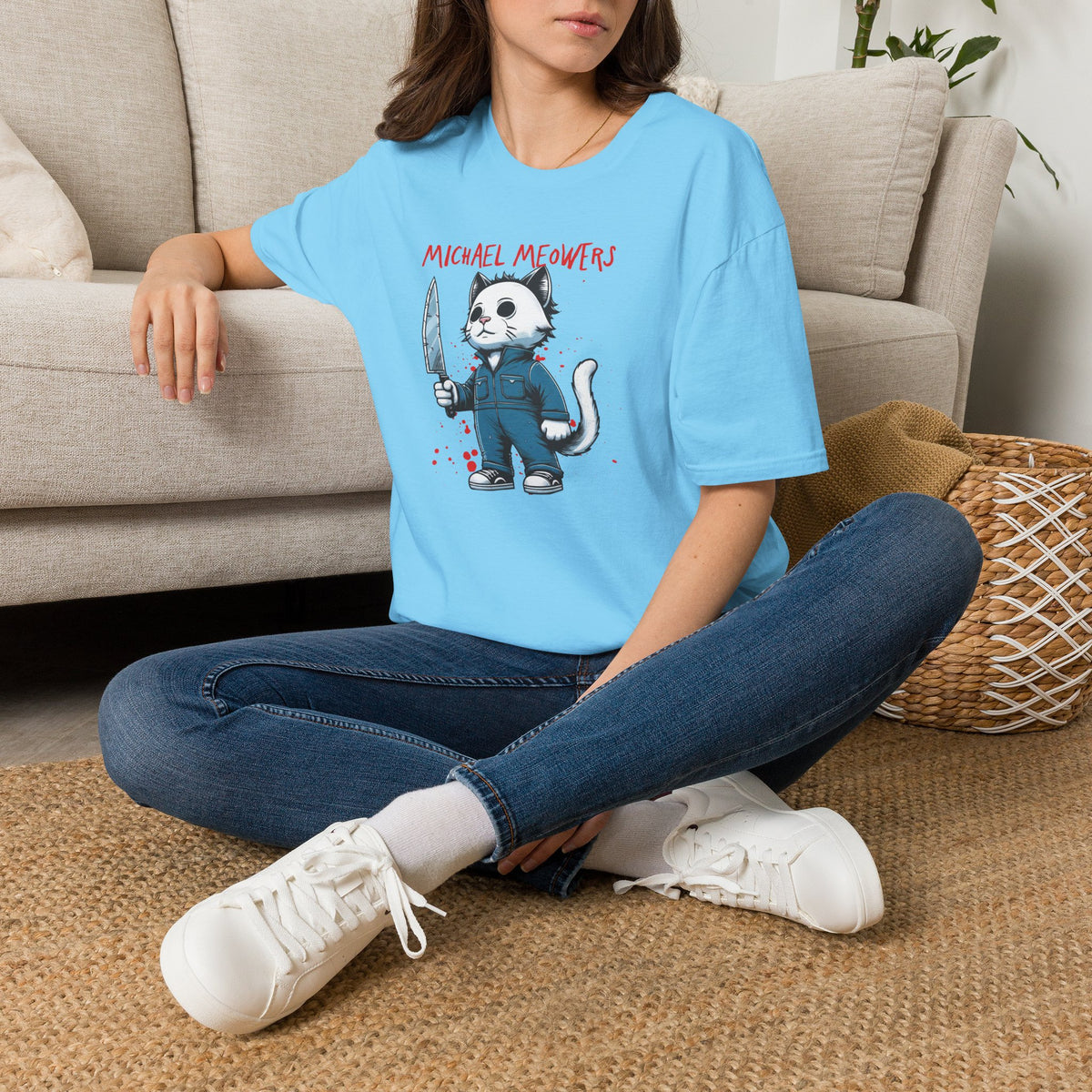 Michael Meowers Halloween Funny Cat T-Shirt, Scary Movie Tee, Halloween Cat Shirt, Horror Movie Cat Fan Gift, Horror Movie Character