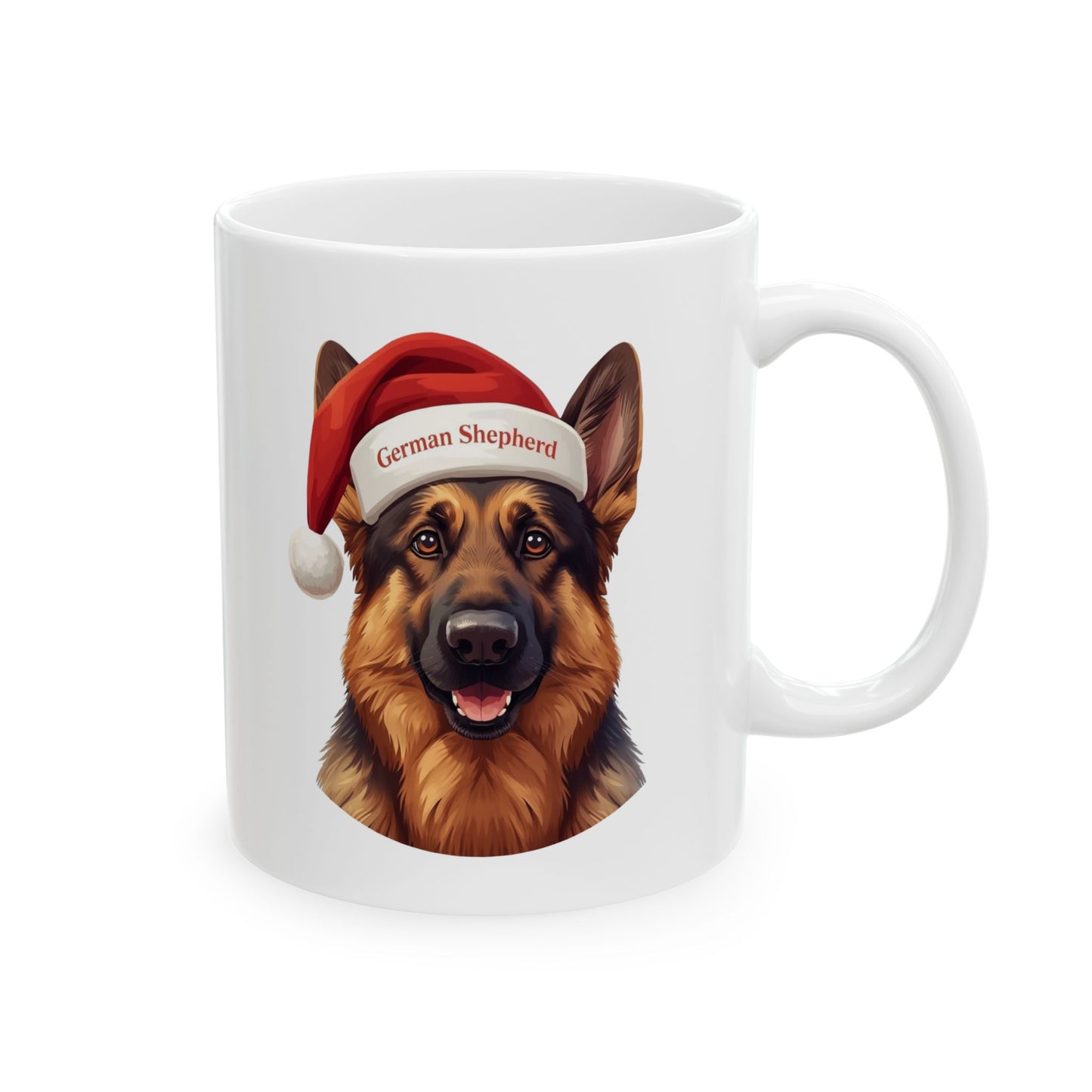 German Shepherd Holiday Portrait Mug – Cute Holiday Coffee Cup, Festive German Shepherd Ceramic Mug, Christmas Gift Idea (11oz/15oz)