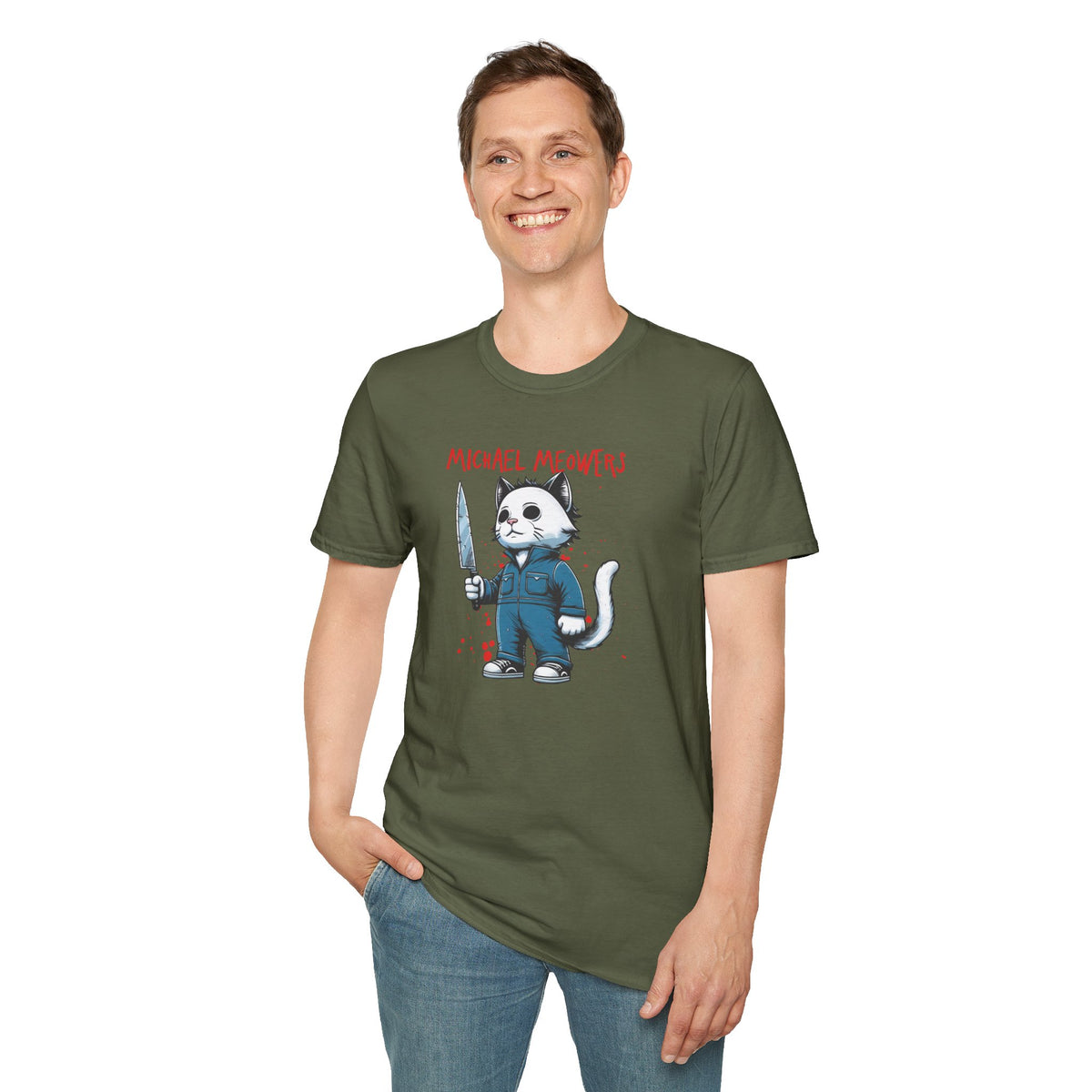 Michael Meowers Halloween Funny Cat T-Shirt, Scary Movie Tee, Halloween Cat Shirt, Horror Movie Cat Fan Gift, Horror Movie Character