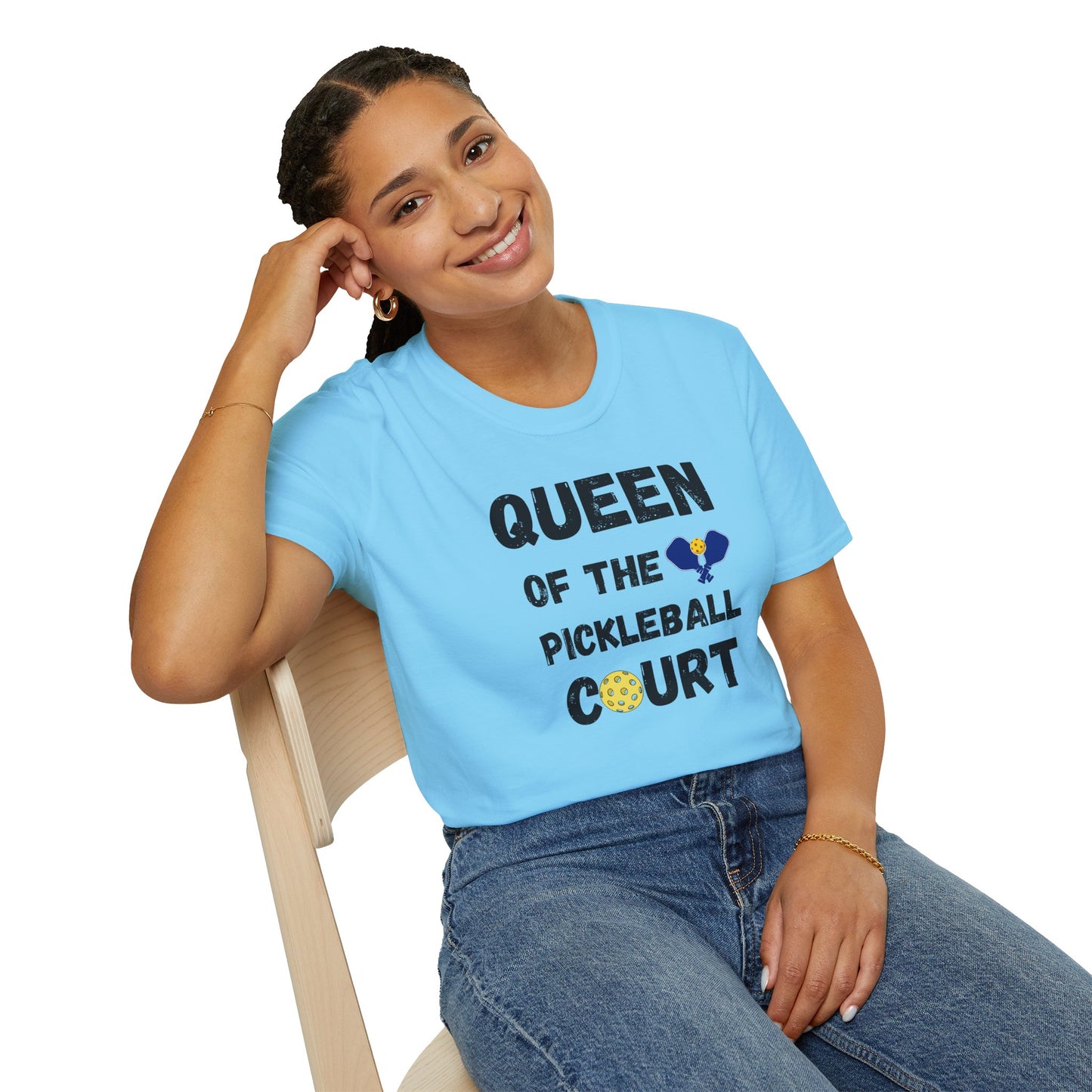 Queen of the Pickleball Court Unisex Softstyle T-Shirt, Pickleball Gift, Pickleball Apparel, Pickleball Lover Shirt, Pickleball Player Tee,