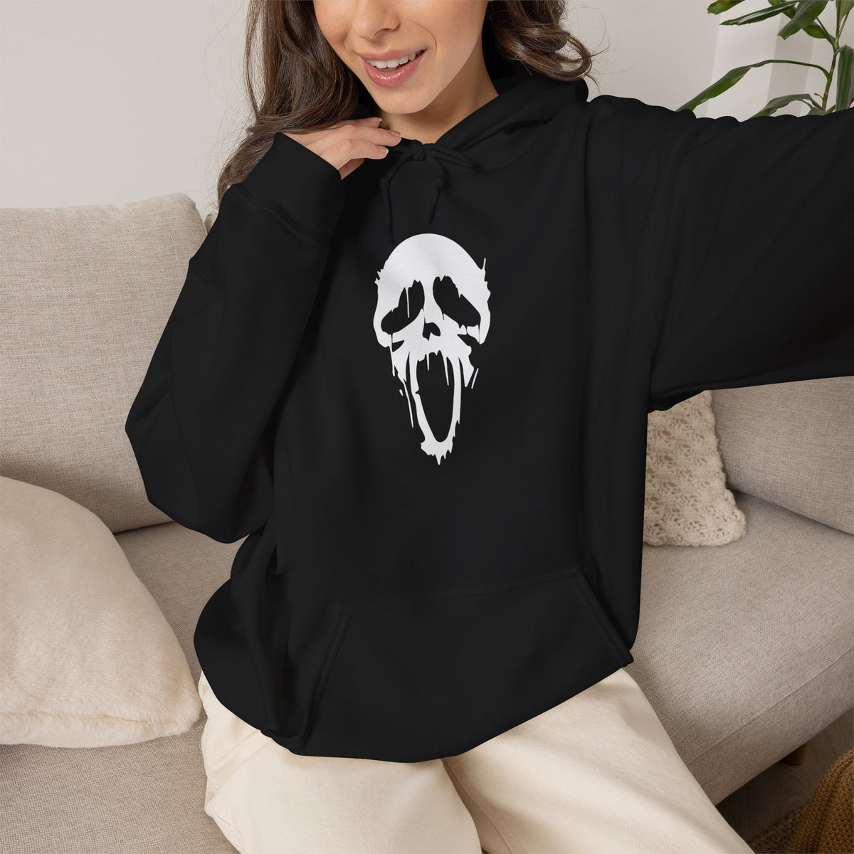 Scream Villain Ghost face Unisex Hoodie for Halloween, Scream Scary Movie Pullover, Horror Movie Halloween Costume Hoodie, Creepy Ghost Jumper