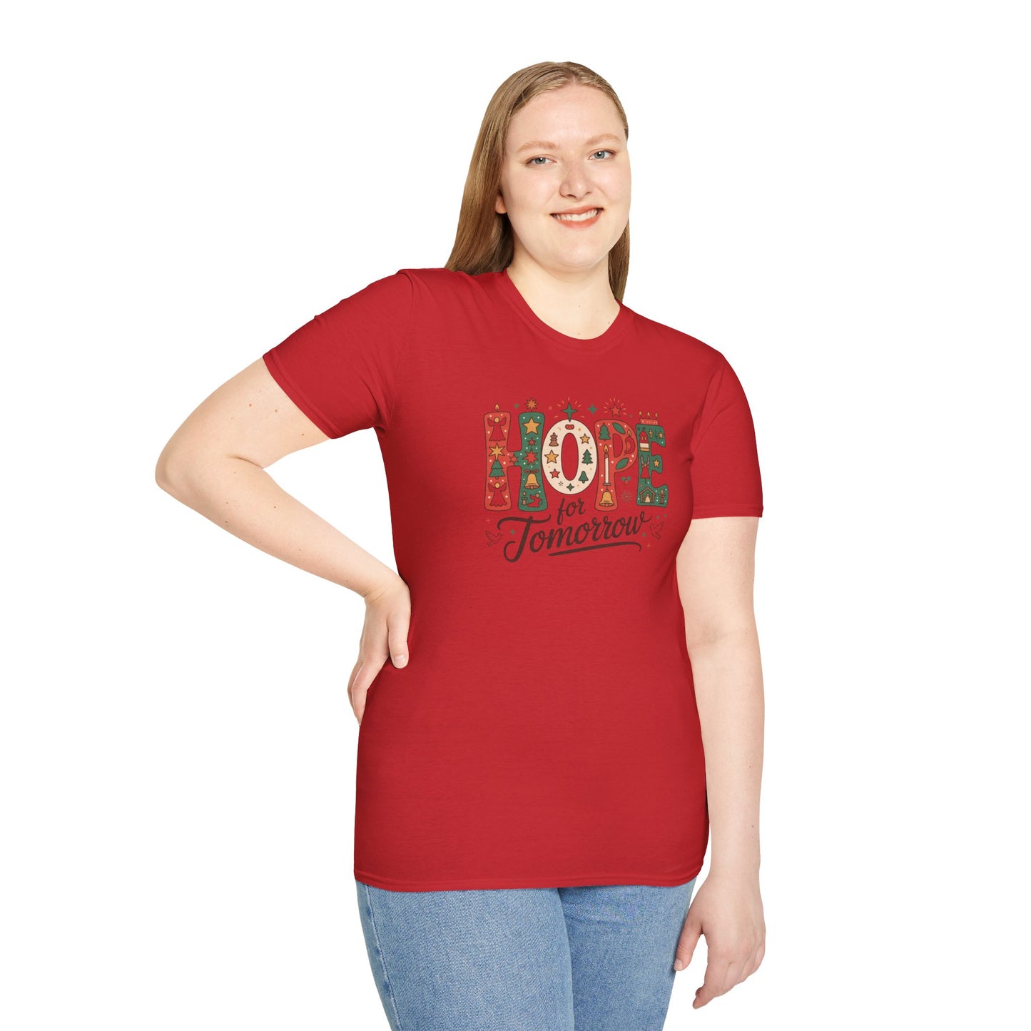 Hope for Tomorrow Christmas T-Shirt – Inspirational Holiday Faith Tee with Festive Lettering and Positive Message
