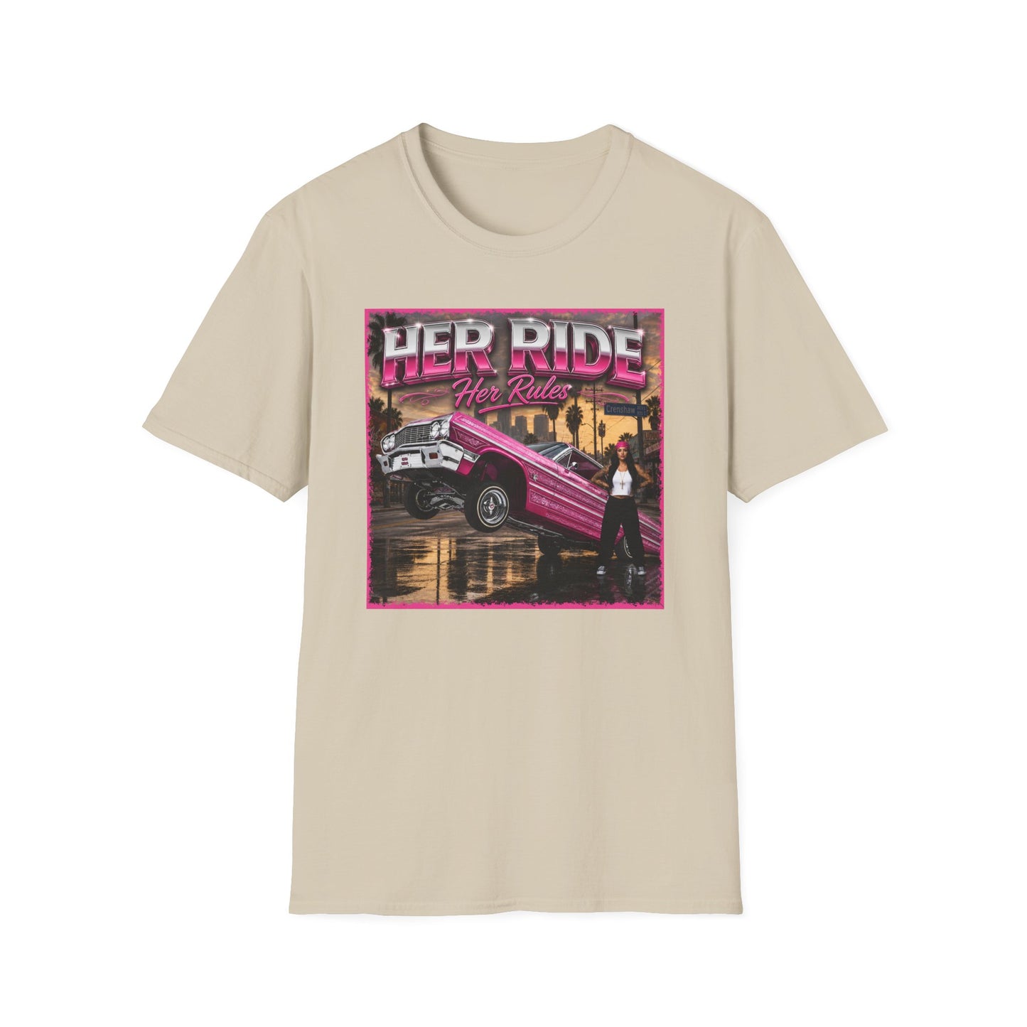 Women Lowrider Shirt, Her Ride Her Rules Tee, Pink Classic Car Graphic Shirt, Car Enthusiast Gift, Retro Auto Tee