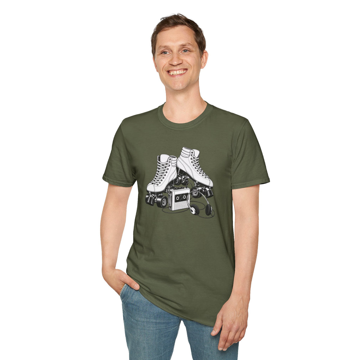 Roller Skate T-Shirt, Retro Cassette Tee, Vintage Roller Rink Shirt, Music Lover Gift, Skater Tee