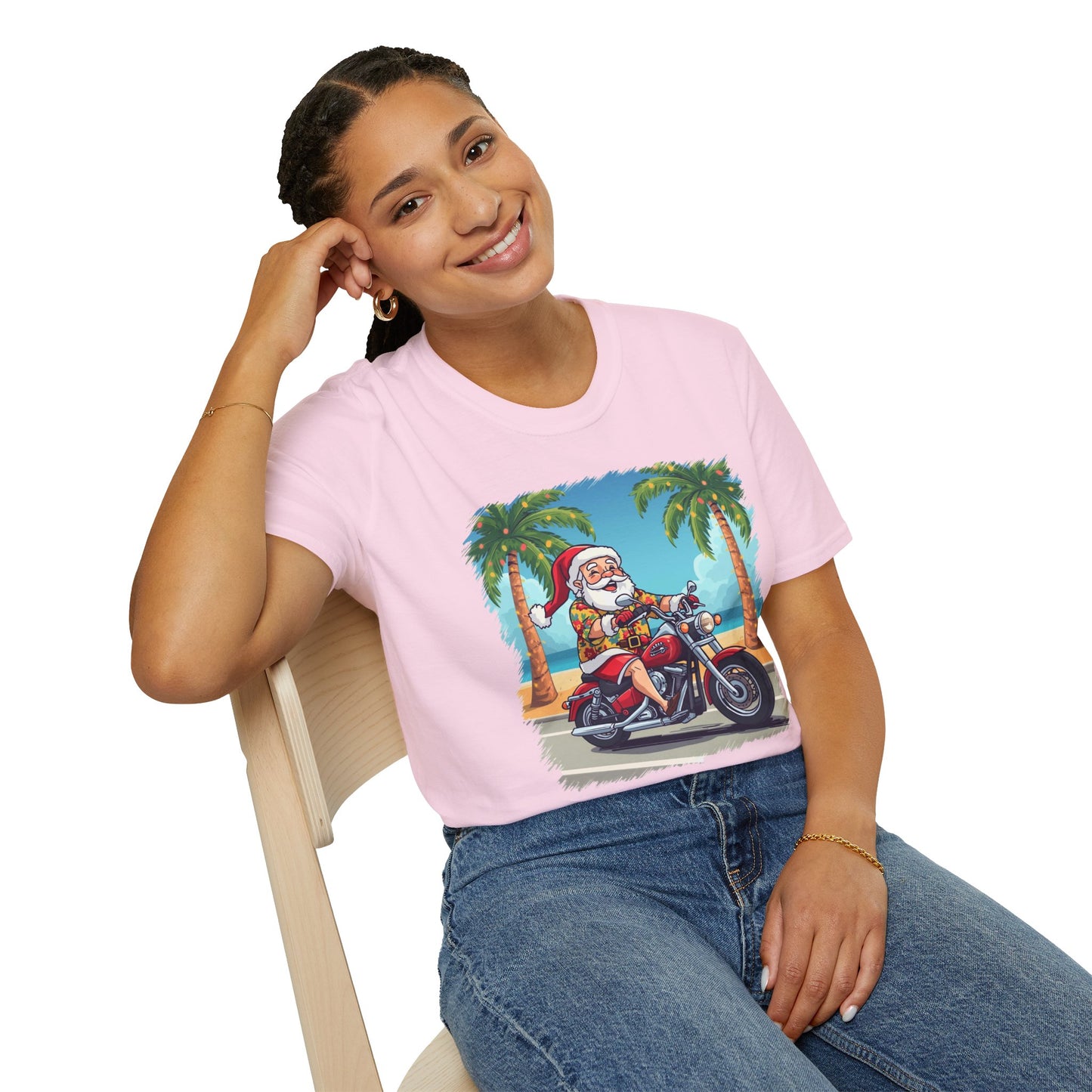 Tropical Santa riding a motorcycle shirt, Family Christmas Shirts, Christmas T Shirt, Holiday Shirt, Cute Xmas Shirt for the family, Holiday Gift
