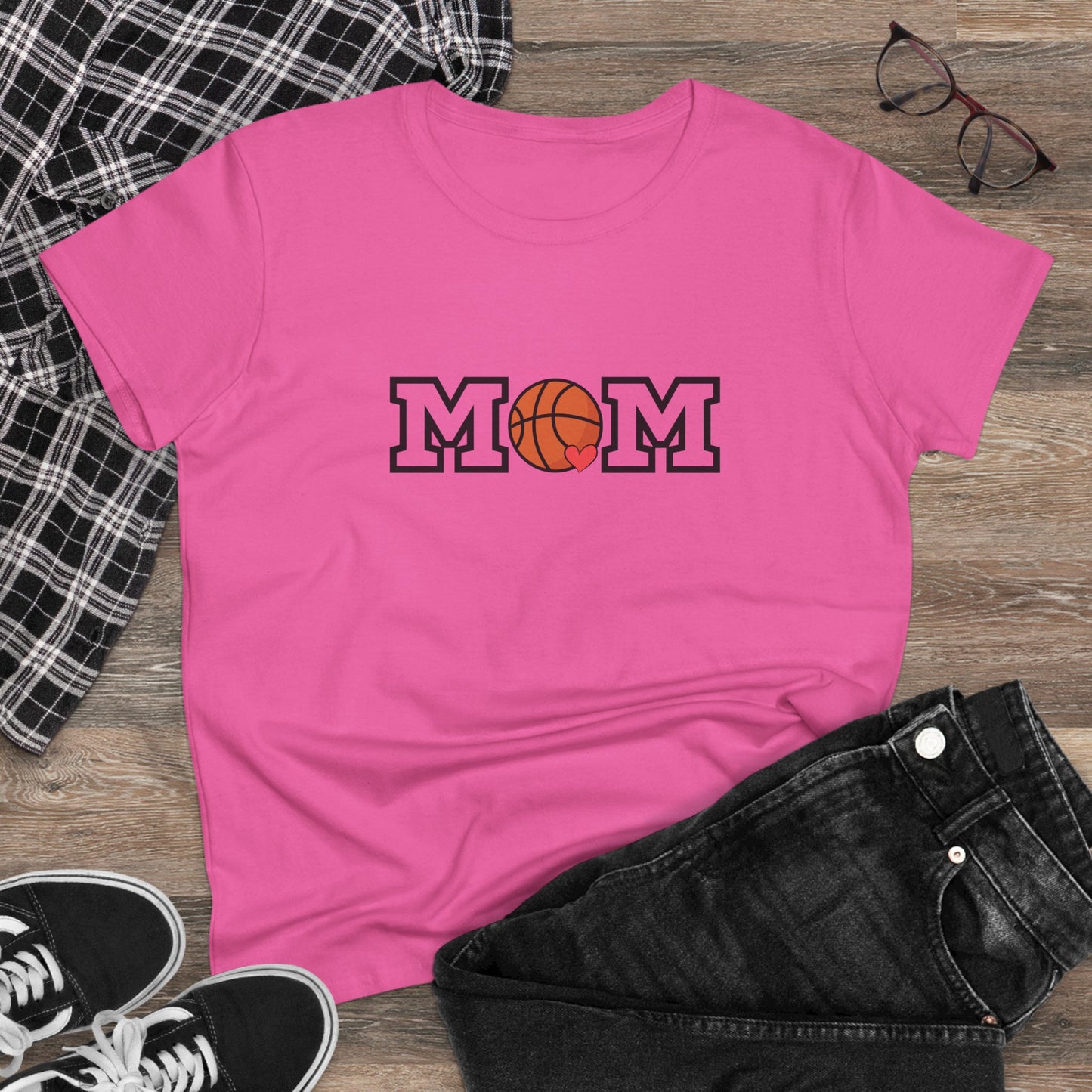 Basketball Mom Shirt, Sports Mom Gift, Cotton T-Shirt, Basketball Fan Apparel, Mother's Day Tee, Mom loves Basketball, Sports Mom
