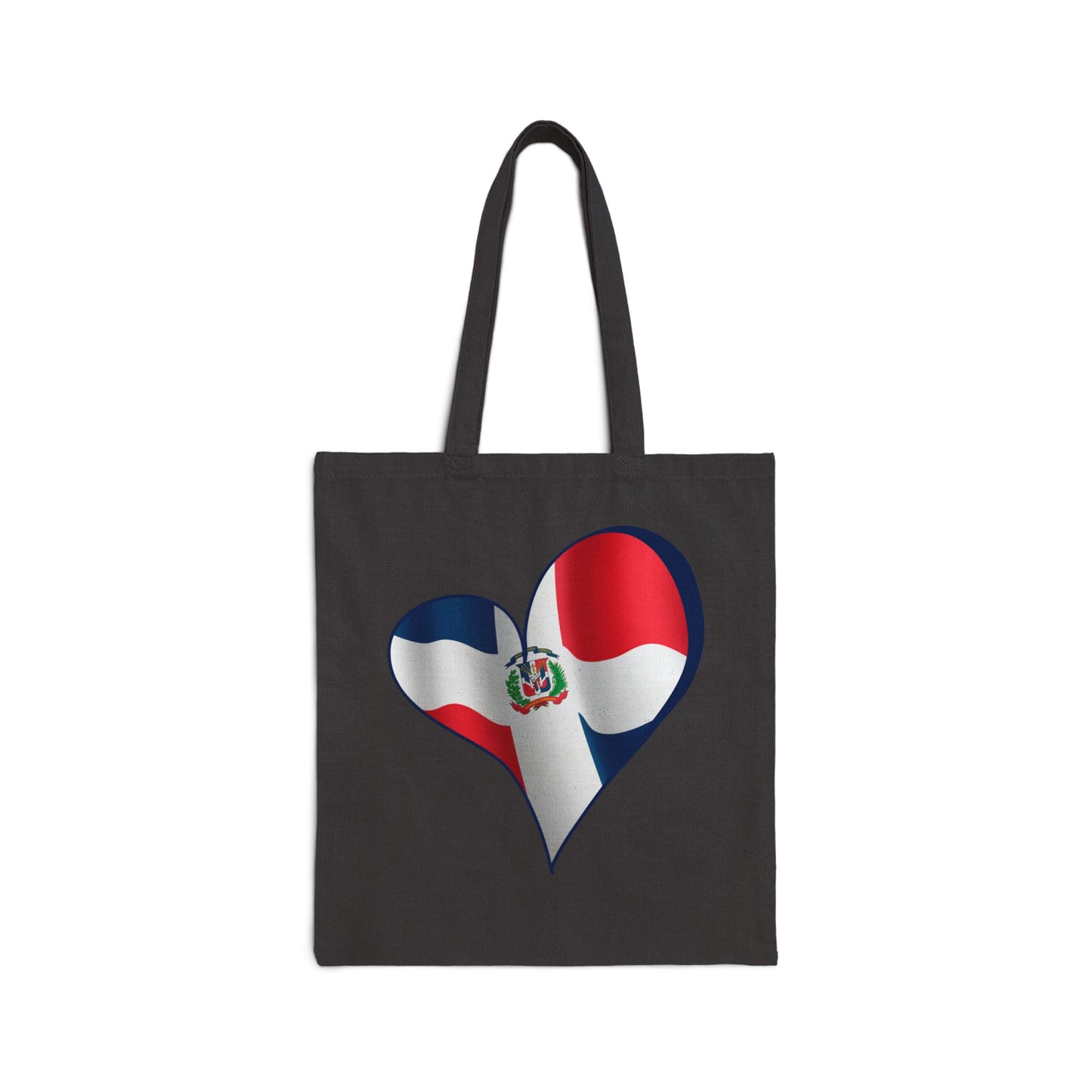 Dominican Republic Flag Heart Tote Bag, Cotton Canvas Grocery Shopping Beach Handbag, Dominican Pride Gift, Patriotic Shoulder Bag