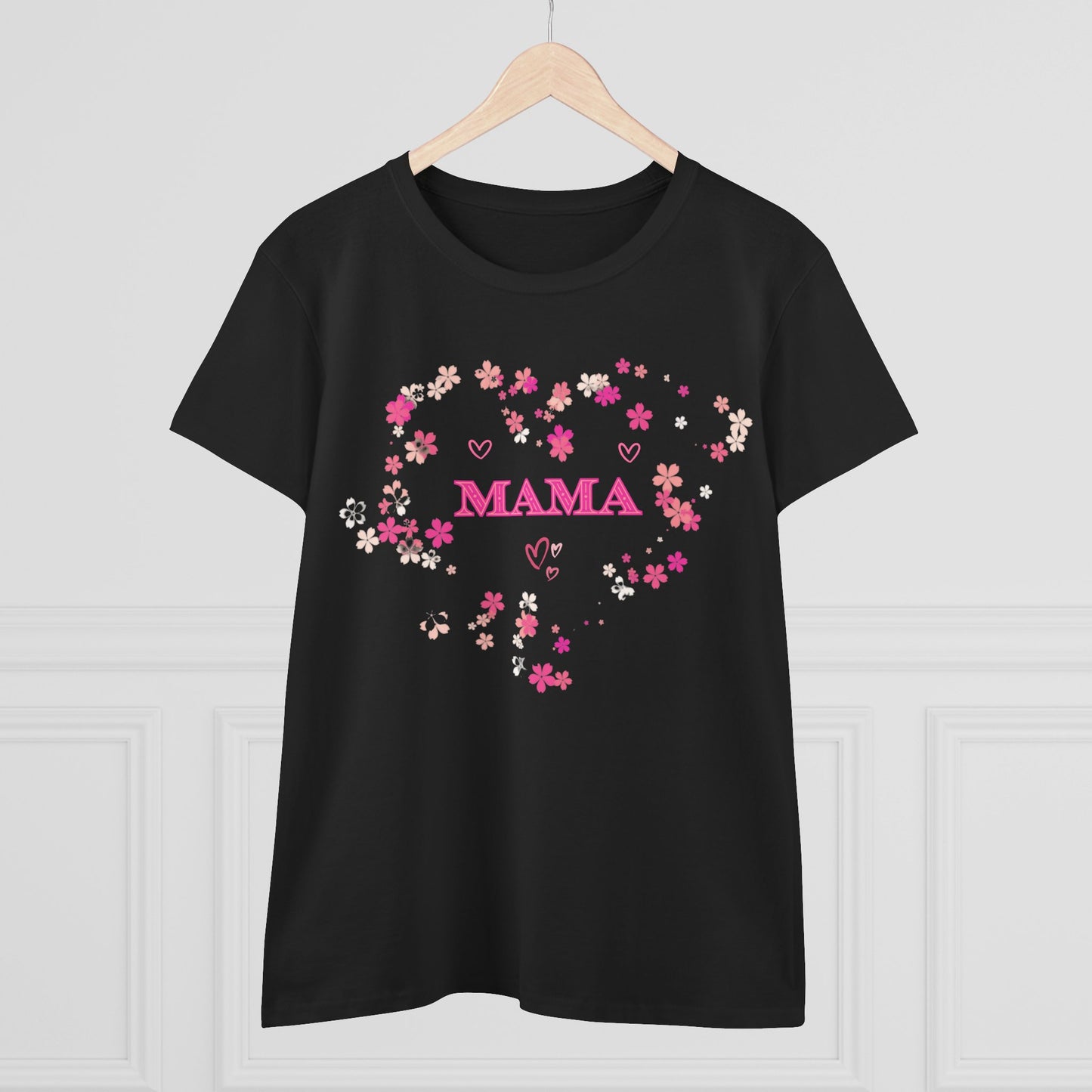 Floral Mama Women's Tee, Mother's Day Shirt, Heart Print Shirt, Mom Gift Shirt, Motherhood Tee, Mom Gift, MAMA Pride Shirt
