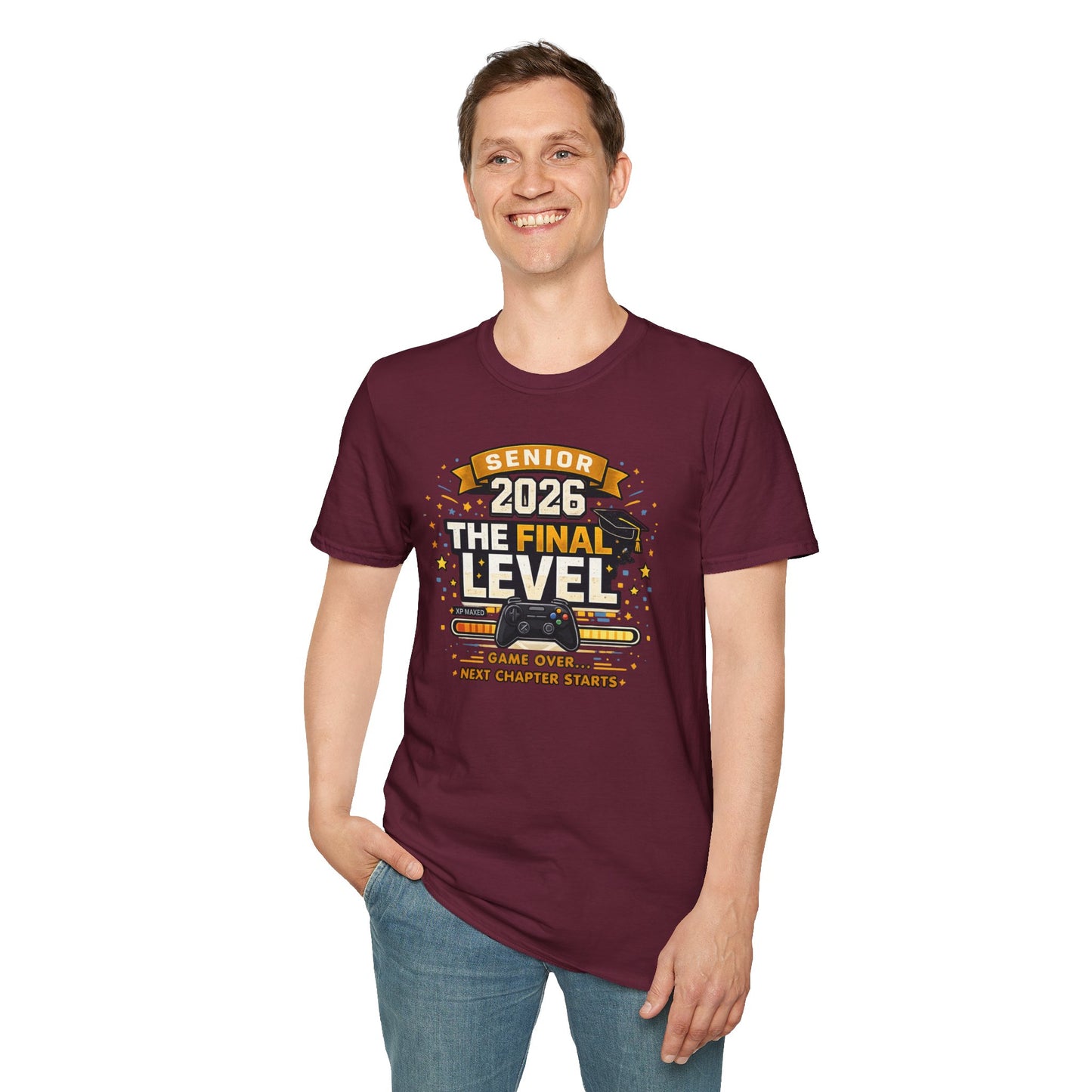 Senior 2026 The Final Level Gamer Graduation T-Shirt, Class of 2026 Game Over Next Chapter Starts Tee for Boys Girls Grad