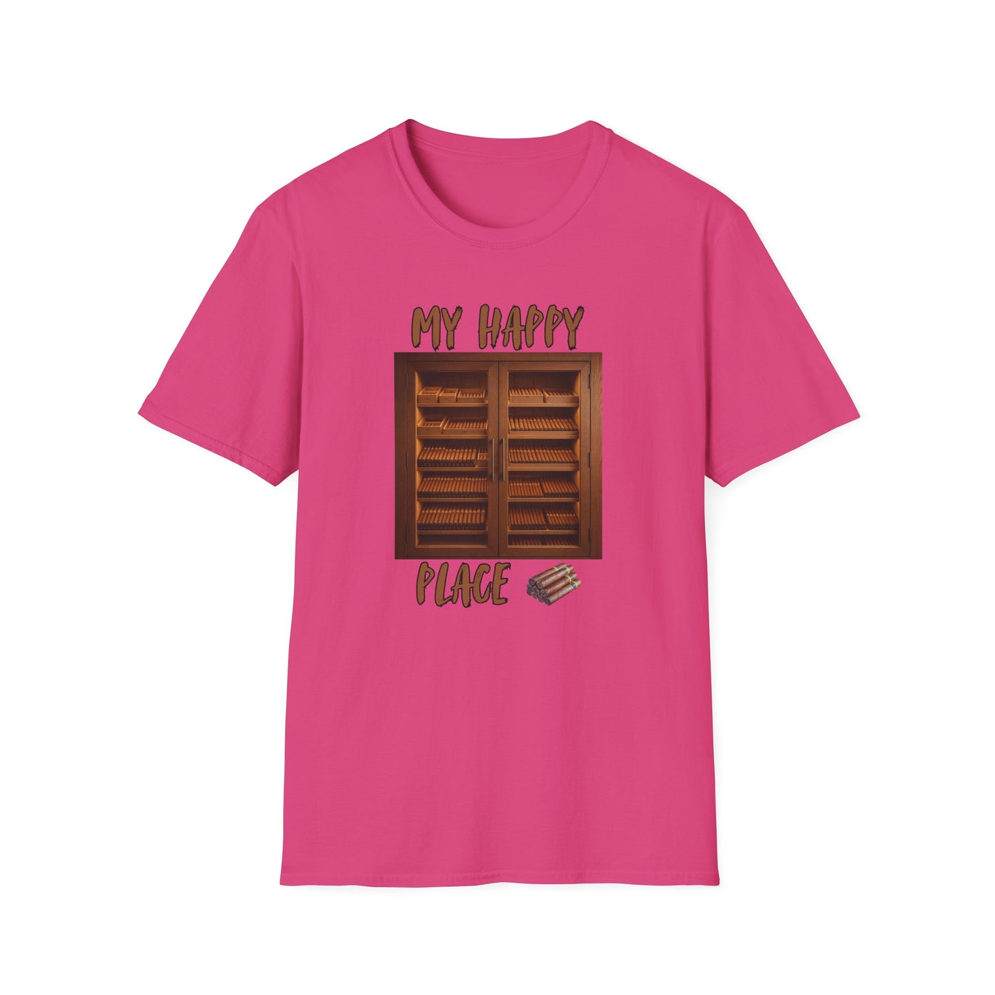 My Happy Place Cigar Unisex T-Shirt, BBQ Pool Party Shirt, Relaxation Leisure, Cigar lover Gift, Cigar Aficionado, Dad Gift, Summer Shirt
