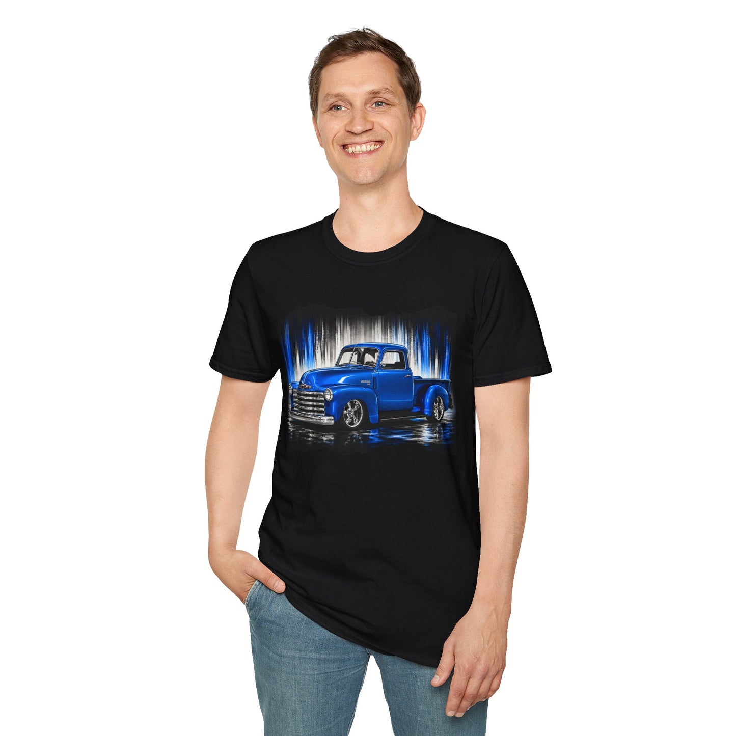 Vintage Truck Shirt, Blue Pickup Truck Tee, Classic Truck Graphic Shirt, Truck Enthusiast Gift, Retro Auto Unisex Tee