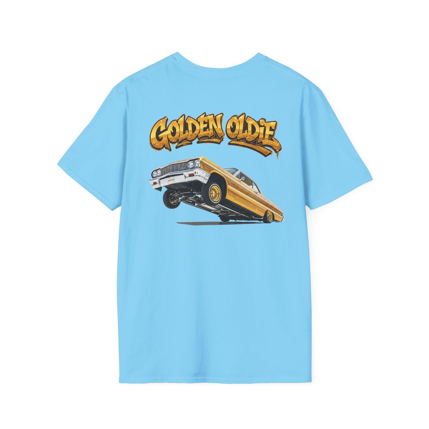 Back Print Lowrider Shirt, Golden Oldie Classic Car Tee, Vintage Car Enthusiast Shirt, Retro Auto Gift, Unisex Car Lover Tee