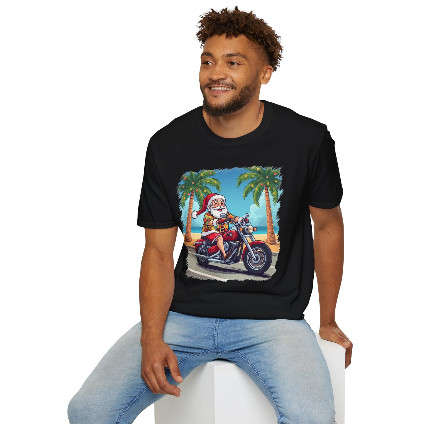 Tropical Santa riding a motorcycle shirt, Family Christmas Shirts, Christmas T Shirt, Holiday Shirt, Cute Xmas Shirt for the family, Holiday Gift