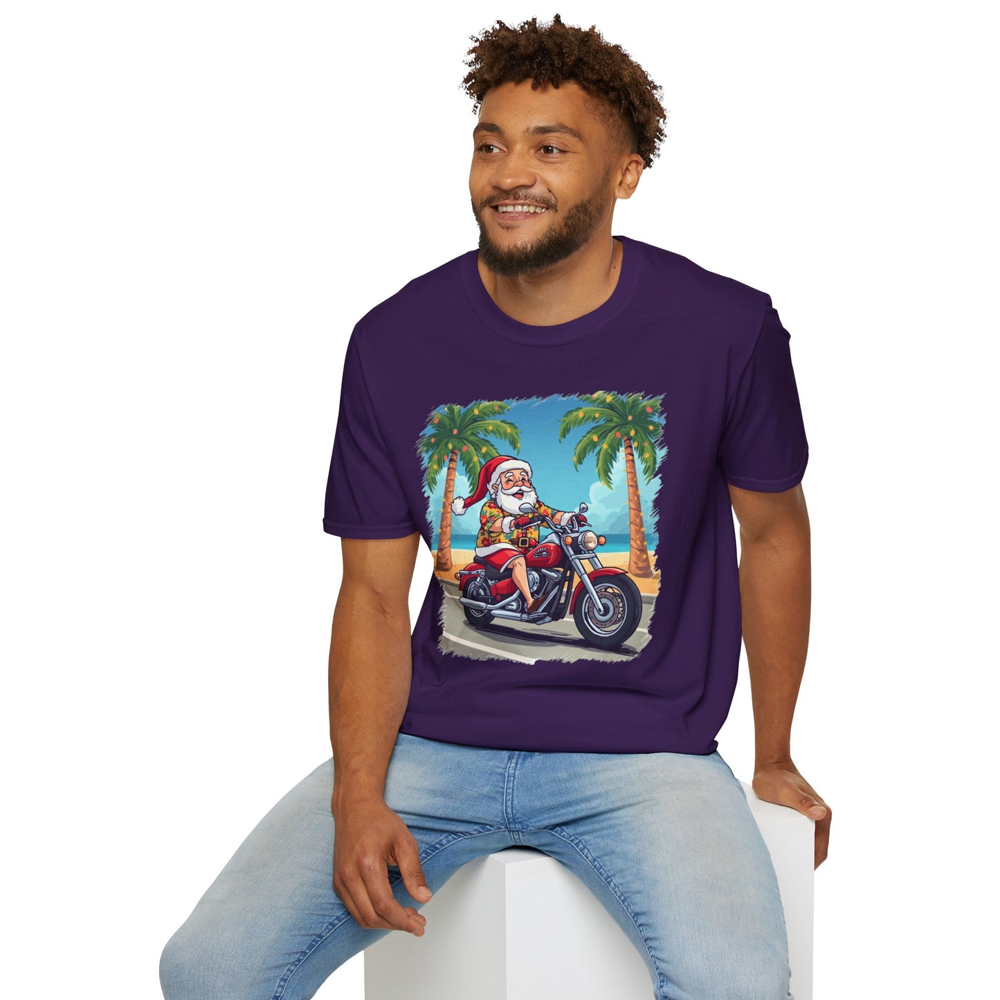 Tropical Santa riding a motorcycle shirt, Family Christmas Shirts, Christmas T Shirt, Holiday Shirt, Cute Xmas Shirt for the family, Holiday Gift