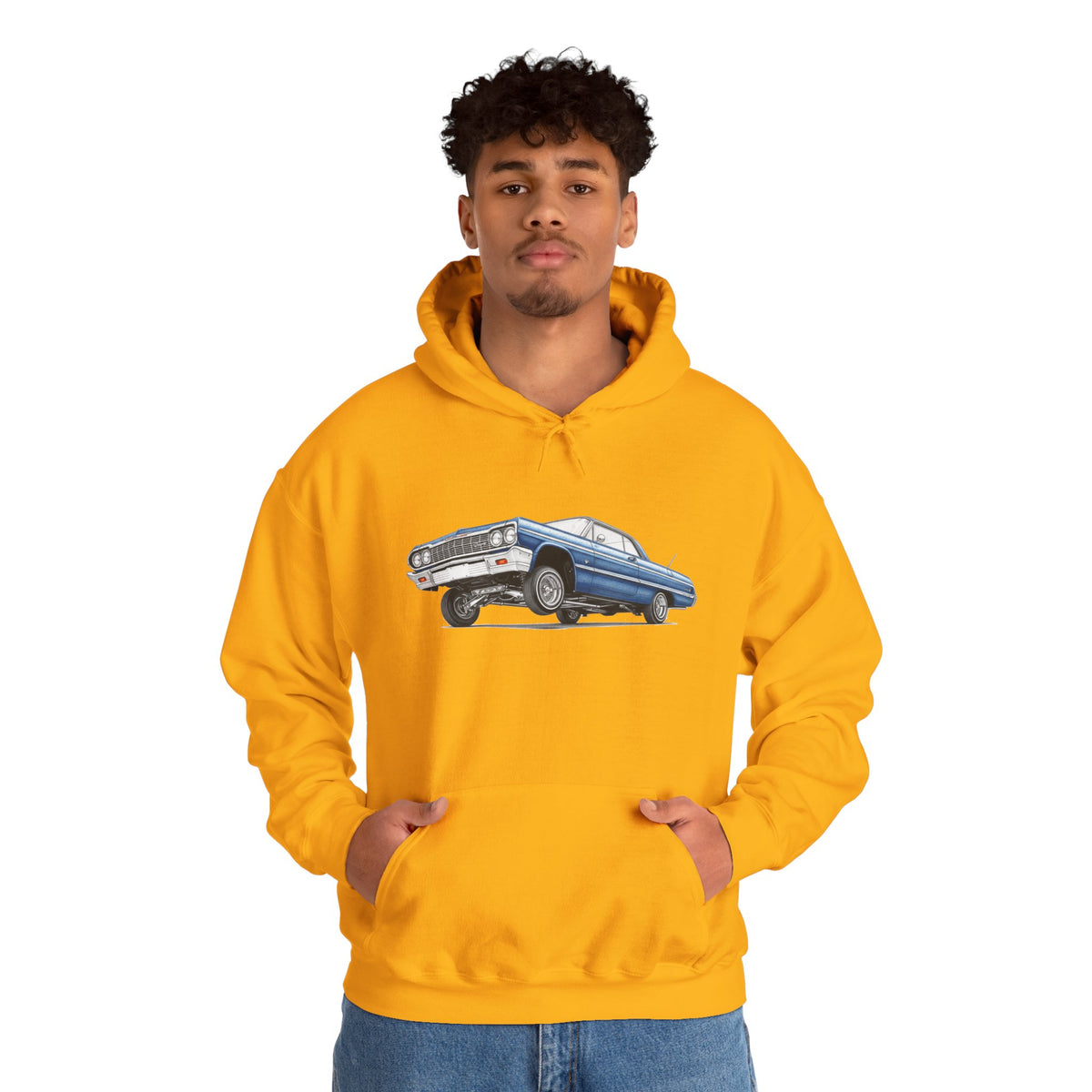 Classic Car Hoodie, Lowrider Car Hoodie, Blue Vintage Car Sweatshirt, Car Enthusiast Gift, Unisex Automotive Hoodie