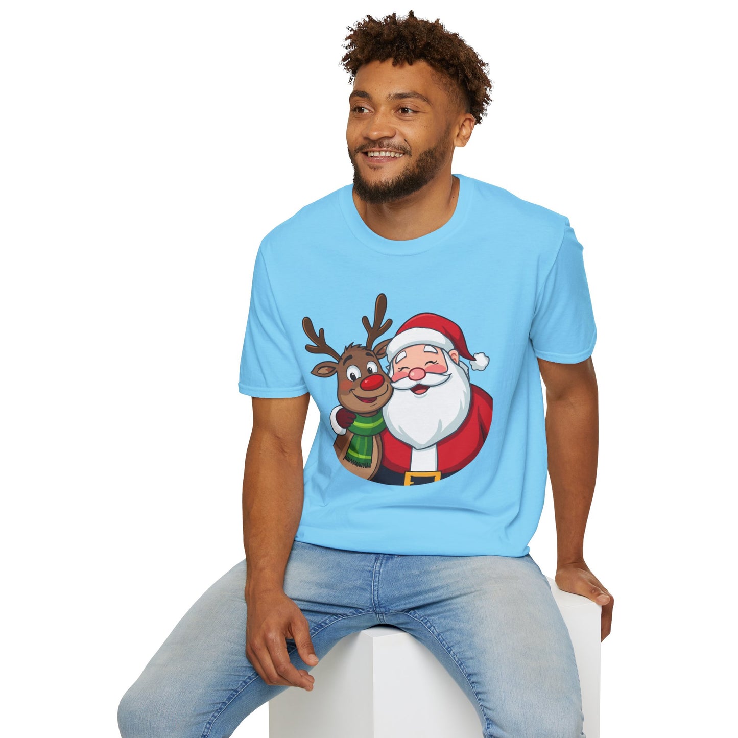 Smiling Santa and Rudolph Shirt, Family Christmas Shirts, Christmas T Shirt, Holiday Shirt, Cute Xmas Shirt for the family, Holiday Gift